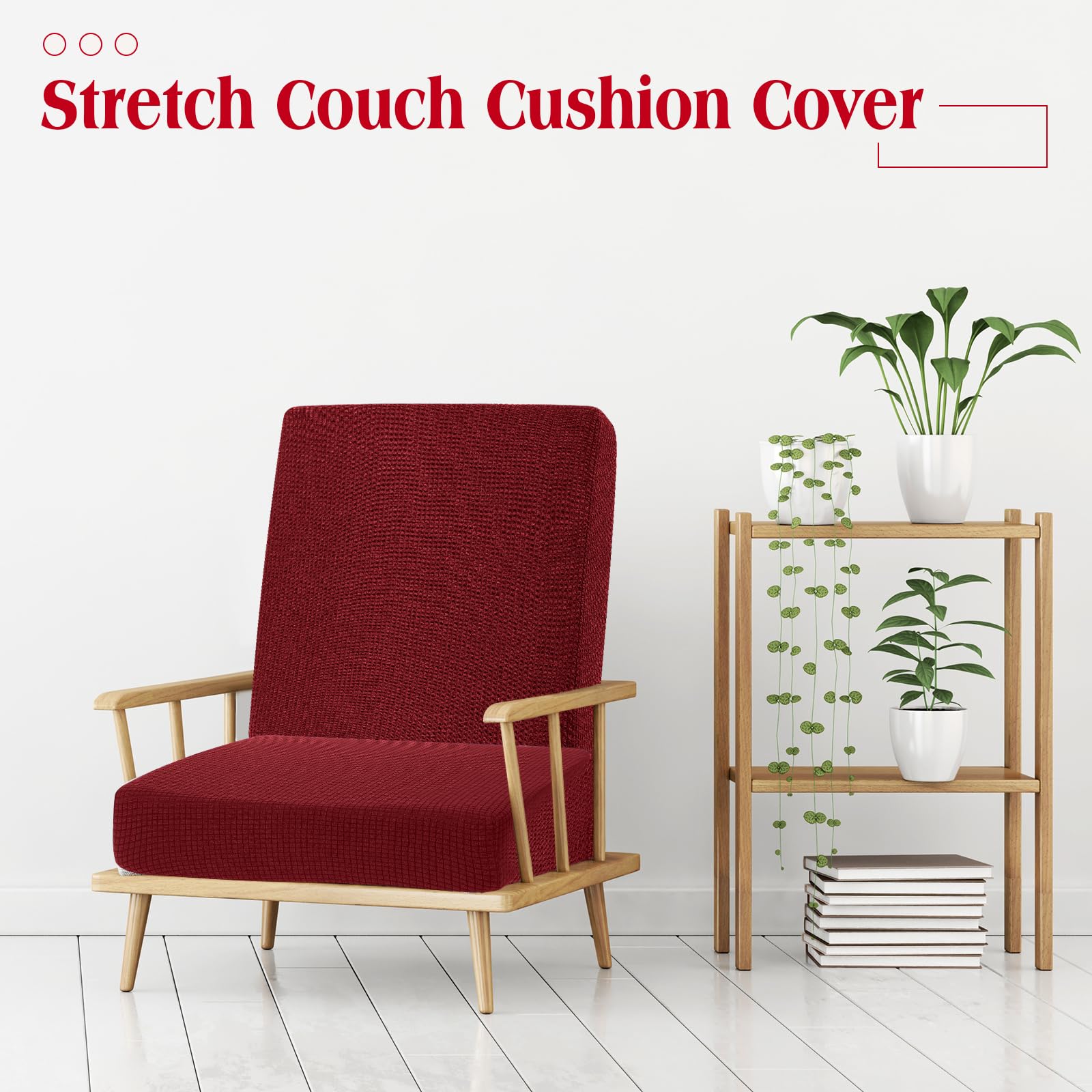 Newwiee 8-Piece Stretch Sofa Cushion Covers - Waterproof Outdoor Furniture Protector for Patio, Deck, Poolside - Soft Replacement Slipcovers for Couch, Chair, Sectional - Pet-Friendly & UV Resistant (Wine Red) - Perfect for Backyard, Garden & Sunroom Relaxation