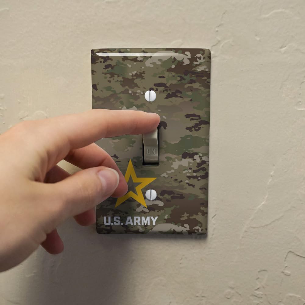 U.S. Army Camo Plastic Wall Decor Light Switch Plate Cover - Military Themed Toggle Switch Plate for Home, Office & Barracks Decor