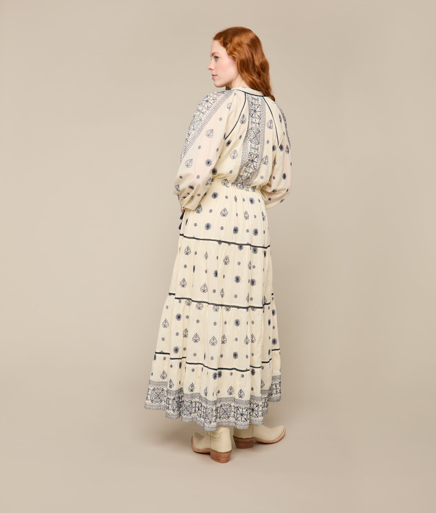Charlotte Tiered Dress - Off White | Elegant Flowy Midi Dress for Women | Perfect for Weddings, Parties & Summer Outfits