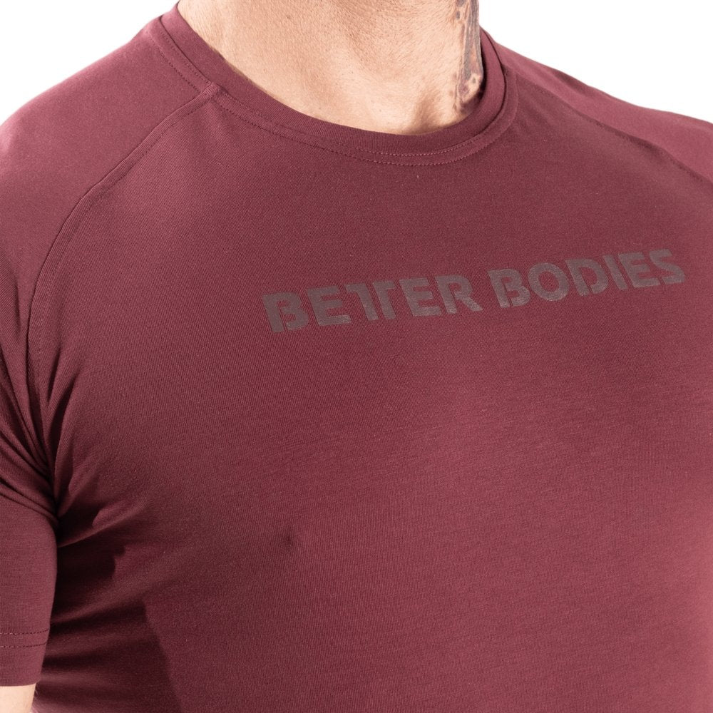 Better Bodies Gym Tapered Tee - Premium Workout T-Shirt for Men (Maroon) | Comfortable Training Apparel for Gym, Running & Fitness