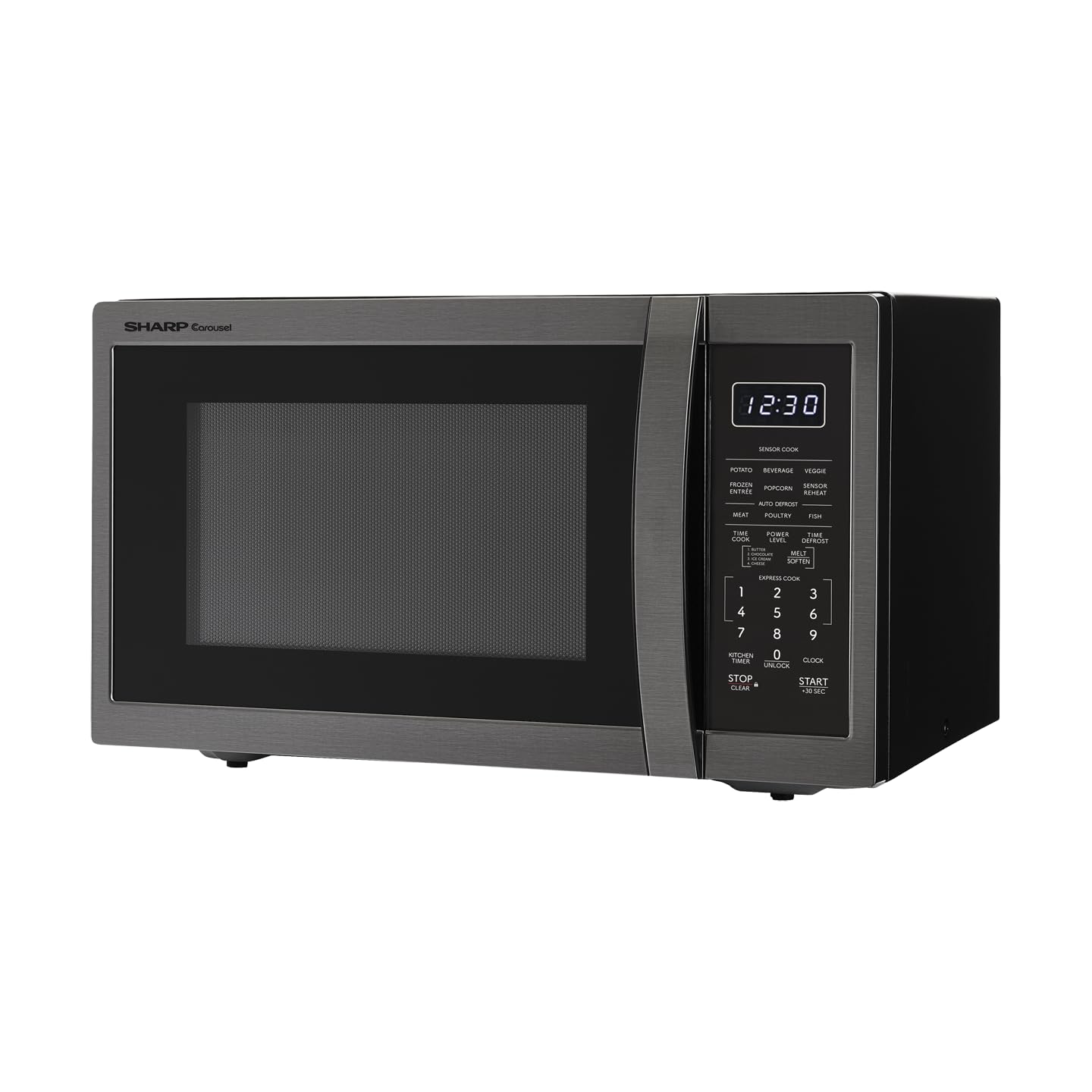 SHARP SMC1452KH 1100W Countertop Microwave Oven - 1.4 CuFt Capacity, Black Stainless Steel, Compact Design for Small Kitchens & Dorms | Perfect for Quick Meals, Reheating & Defrosting