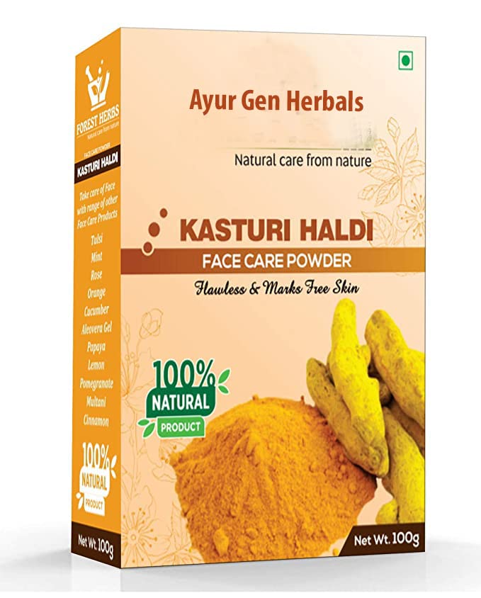 Pure & Natural Kasturi Haldi Powder for Spotless, Pimple-Free & Glowing Skin - 100g Organic Turmeric Face Mask for Brightening & Acne Treatment - Perfect for DIY Skincare & Ayurvedic Beauty Rituals