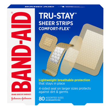 BAND-AID Brand Comfort Flex Plastic Bandages, Assorted Sizes (80 Count/Box) - First Aid for Cuts, Scrapes & Wounds at Home, Office & Travel