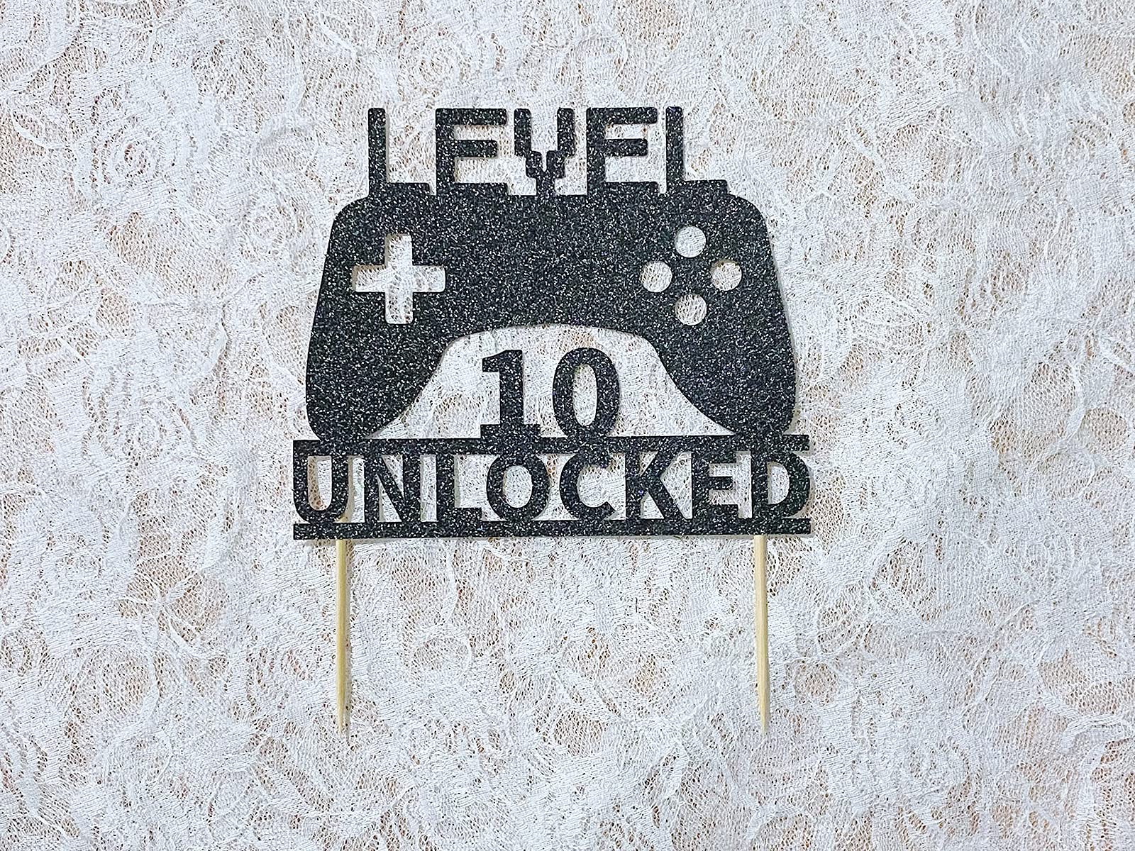 Level 10 Unlocked Video Game Cake Topper - Game Controller Birthday Decor for 10th Birthday Party | Perfect for Gamer Cakes, Gaming Themed Parties & Milestone Celebrations