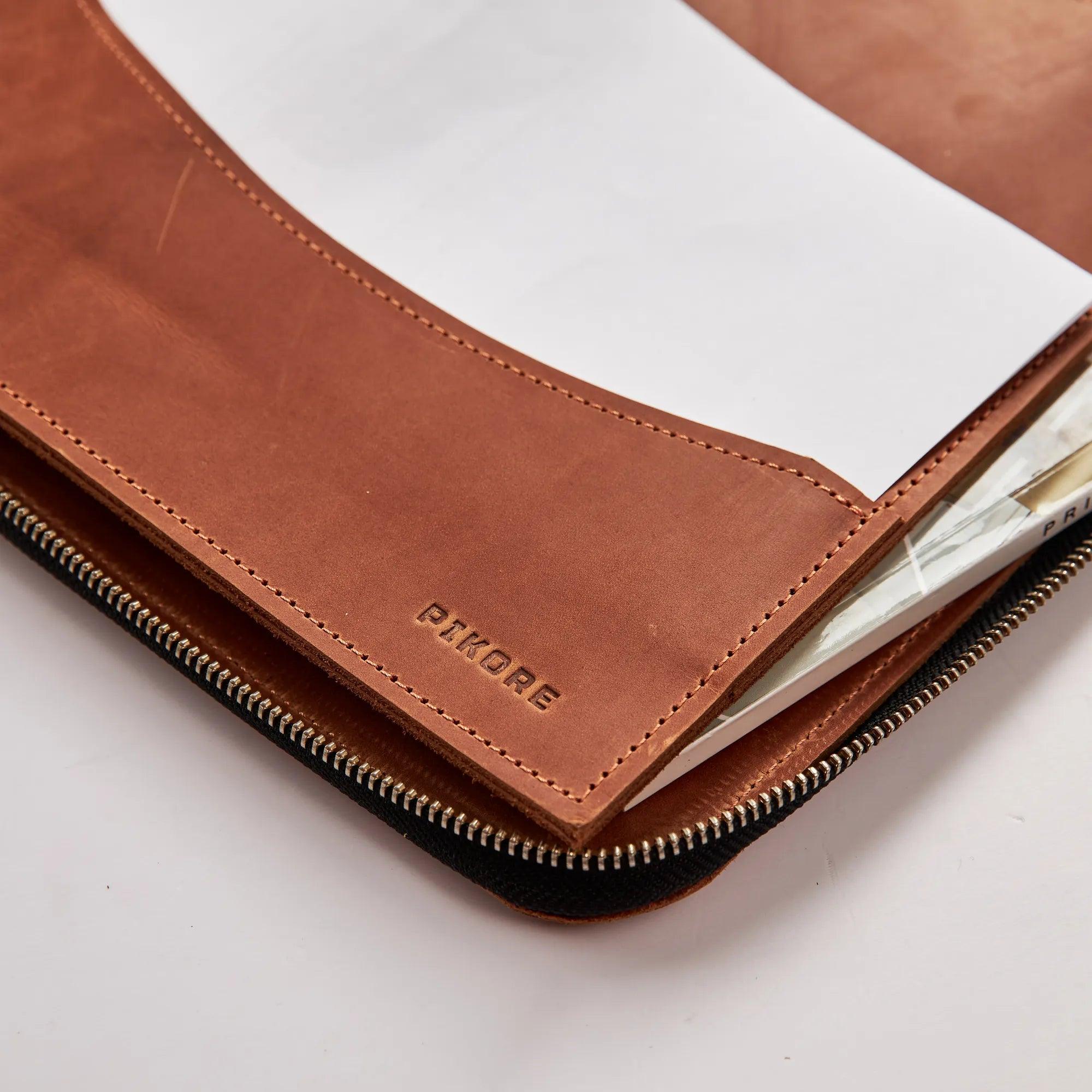 Premium Zippered Padfolio Bag - Professional Leather Portfolio with Notepad Holder for Business, Meetings & Office Use - Ideal for Executives, Students & Professionals