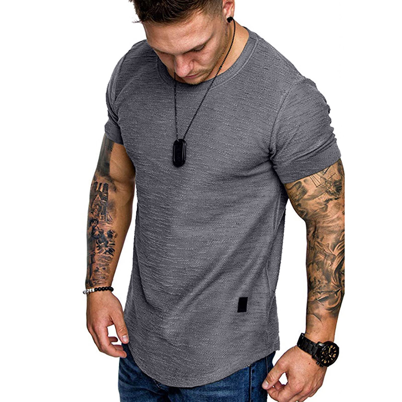 Men's Workout T-Shirts - Breathable Cotton Gym Tees for Running, Training & Casual Wear - Solid Color Athletic Short Sleeve Shirts for Men
