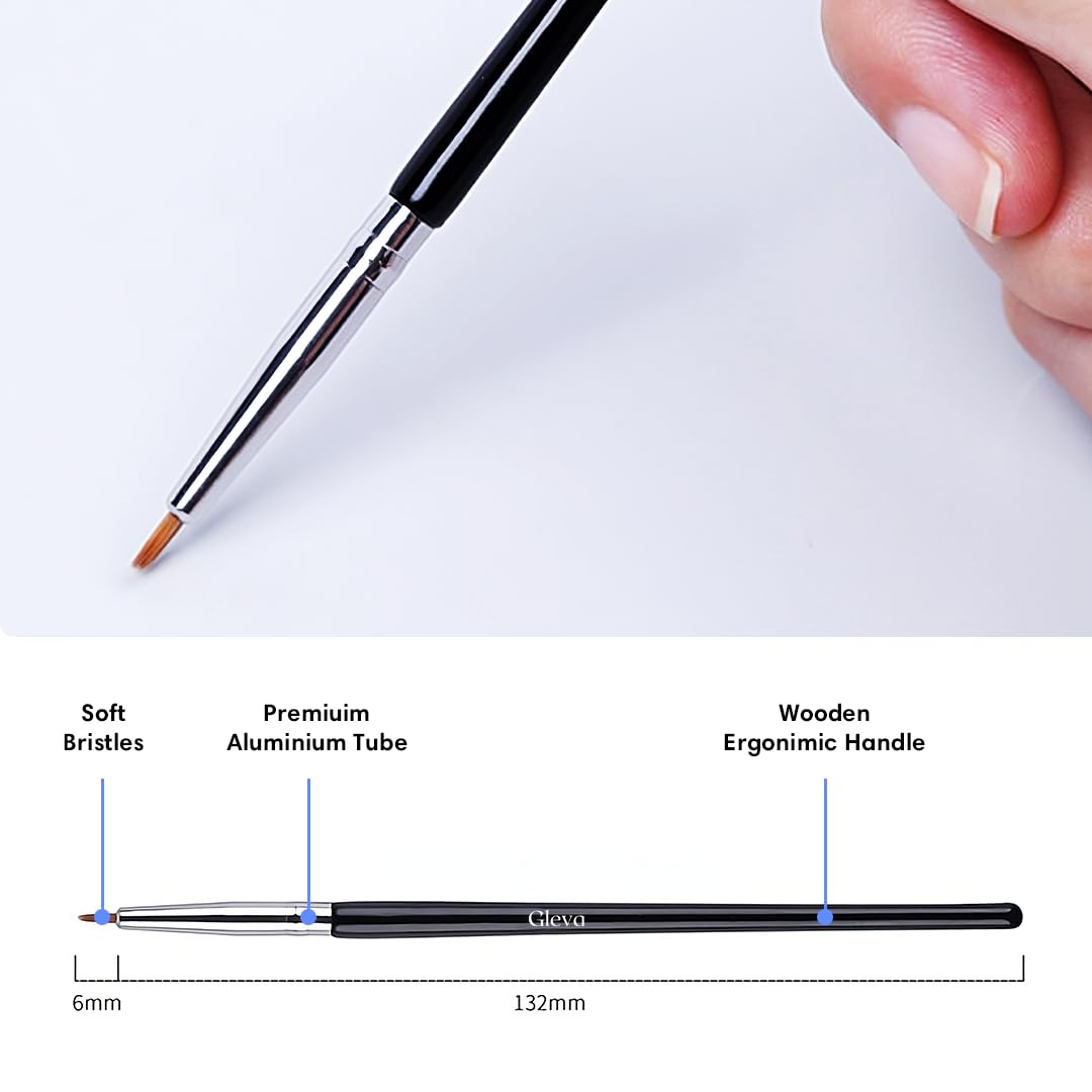 Gleva Professional Eyeliner Brush - Ultra Fine Synthetic Bristles for Liquid, Gel & Powder Eyeliners - Perfect for Winged Liner & Precise Makeup Application - Ideal for Smokey Eyes, Cat Eyes & Everyday Makeup Looks