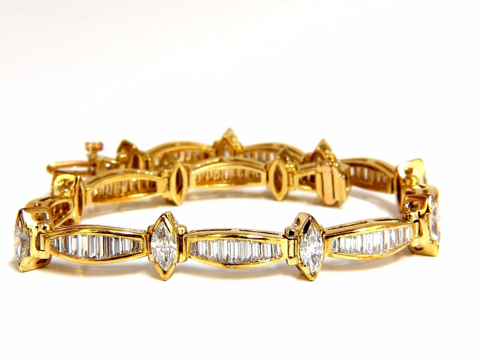 6.00ct Baguette & Marquise Diamond Tennis Bracelet in 18K Gold (G/VS) - Elegant Jewelry for Weddings, Parties & Special Occasions