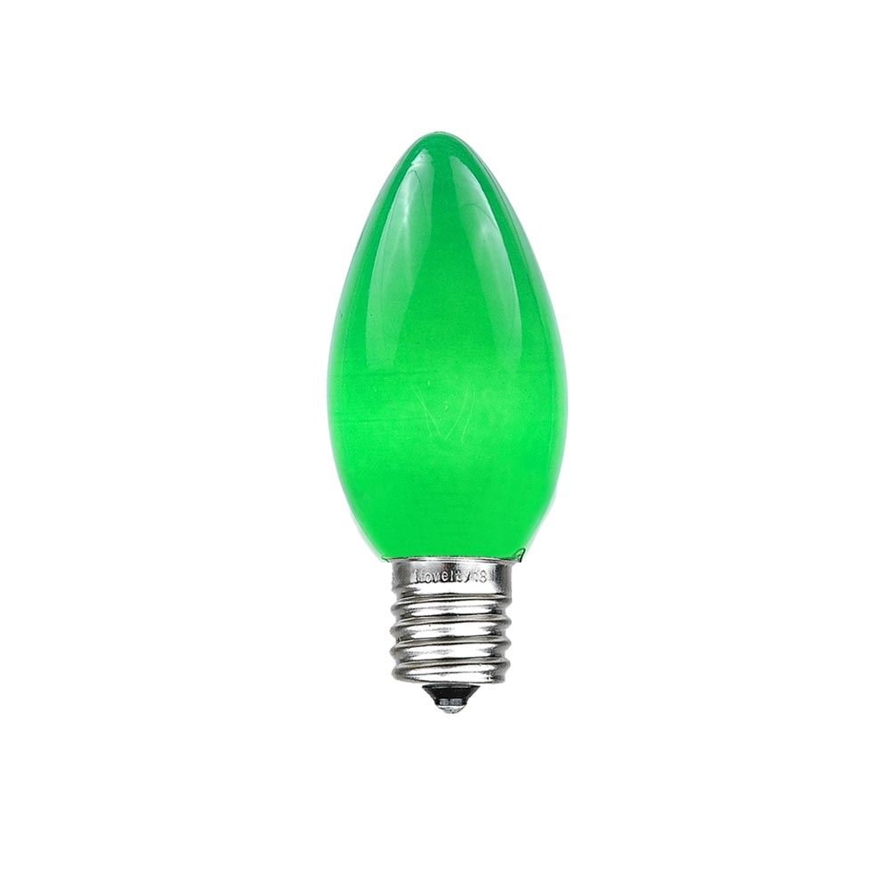 25 Pack Green C7/E12 Candelabra Base Christmas Replacement Bulbs - 5 Watt Ceramic Outdoor Lights for Holiday Decorations, Christmas Trees, Patio String Lights, and Party Events - Durable & Energy Efficient