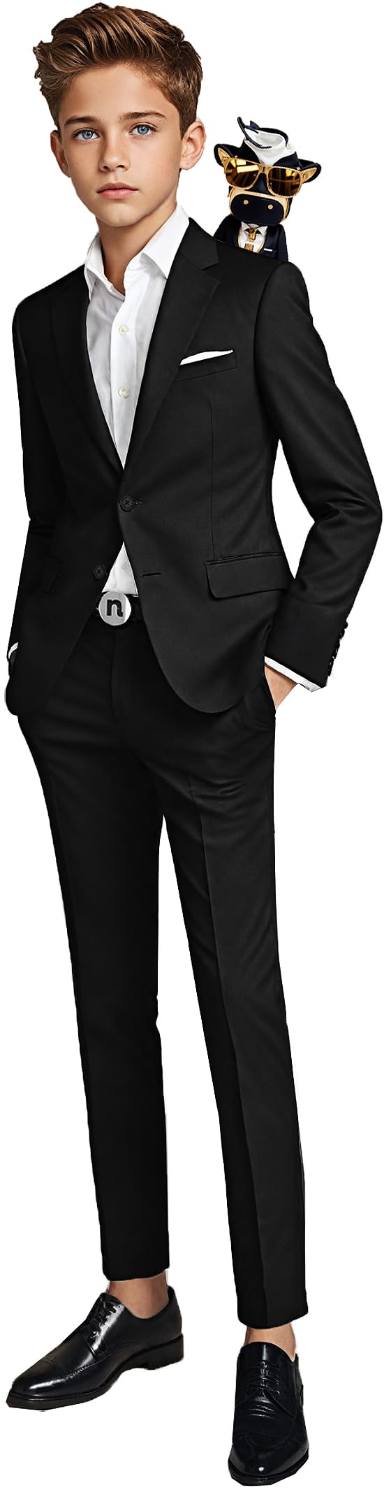 Black n Bianco Boys' First Class Slim Fit Suits - Lightweight Blazer & Pants Set for Formal Occasions | Perfect for Weddings, School Photos & Special Events | Baby Muffin Collection