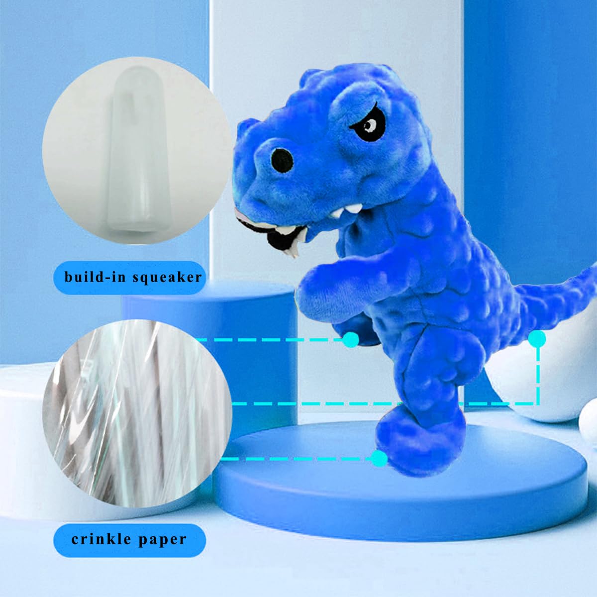 LWBMG Squeaky Dinosaur Plush Dog Toy with Crinkle Paper - Durable Chew Toy for Small, Medium & Large Dogs - Interactive Playtime & Training Reward for Puppies & Adult Dogs