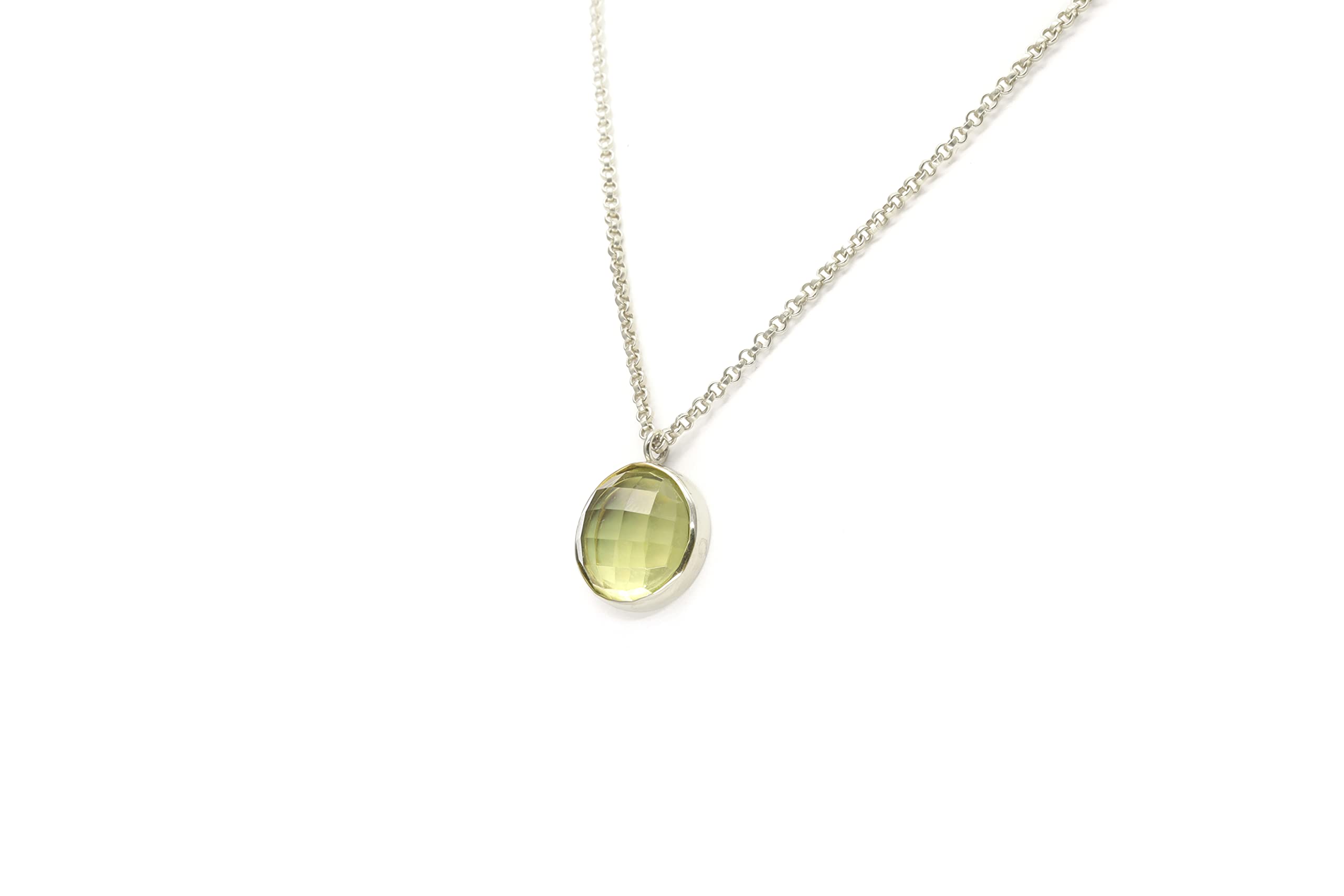 Lemon Quartz Pendant Necklace in 14K Gold - Round Cut Faceted Gemstone Jewelry for Women | Elegant Gift for Birthday, Anniversary & Special Occasions