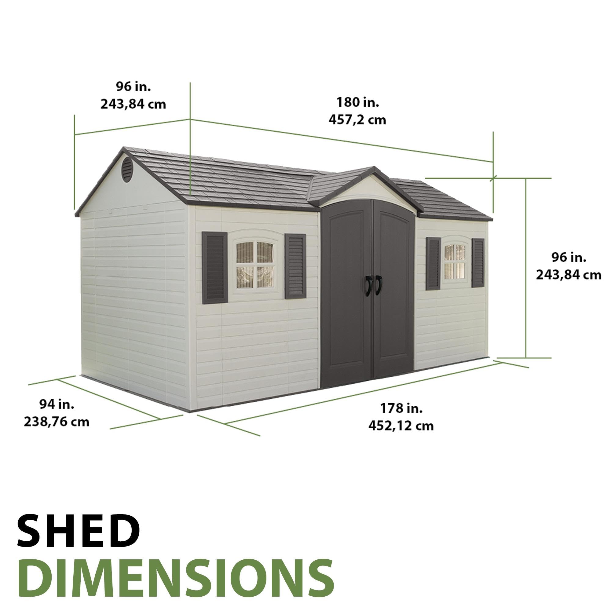 Lifetime 6446 8x15 Foot Outdoor Storage Shed in Desert Sand | Weather-Resistant Backyard & Garden Storage Solution for Tools, Equipment & Seasonal Items