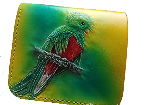 Men's 3D Genuine Leather Handmade Wallet - Carved & Tooled Airbrush Art Design - Perfect for Everyday Use, Gift Giving & Travel Accessories