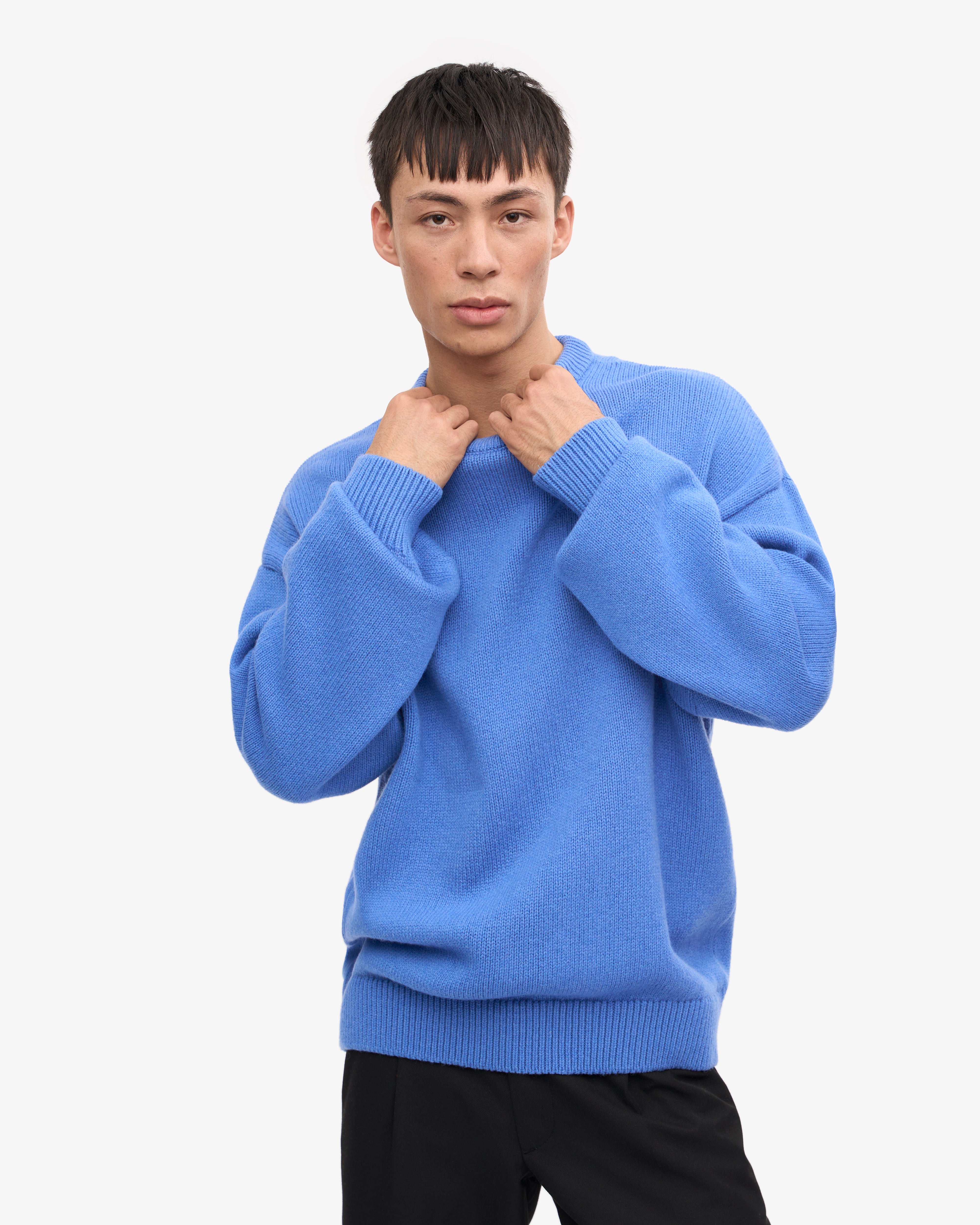 Premium Oversized Merino Wool Sweater - Soft & Warm Crewneck Pullover for Women & Men in Pacific Blue | Perfect for Winter, Casual Outfits & Cozy Loungewear