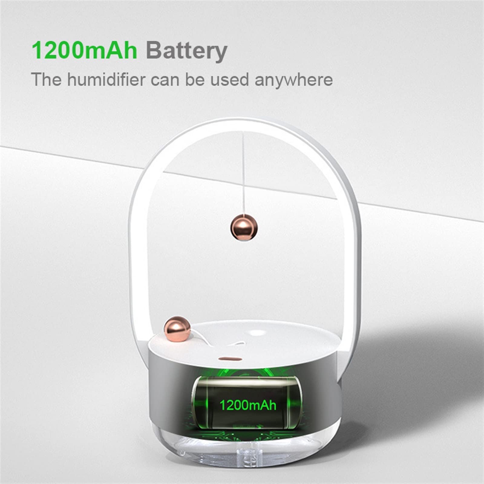 350ML Rechargeable Wireless Air Humidifier & Essential Oil Diffuser - Portable Mist Maker for Home, Office, Yoga & Bedroom - Quiet Ultrasonic Humidificador for Dry Air Relief
