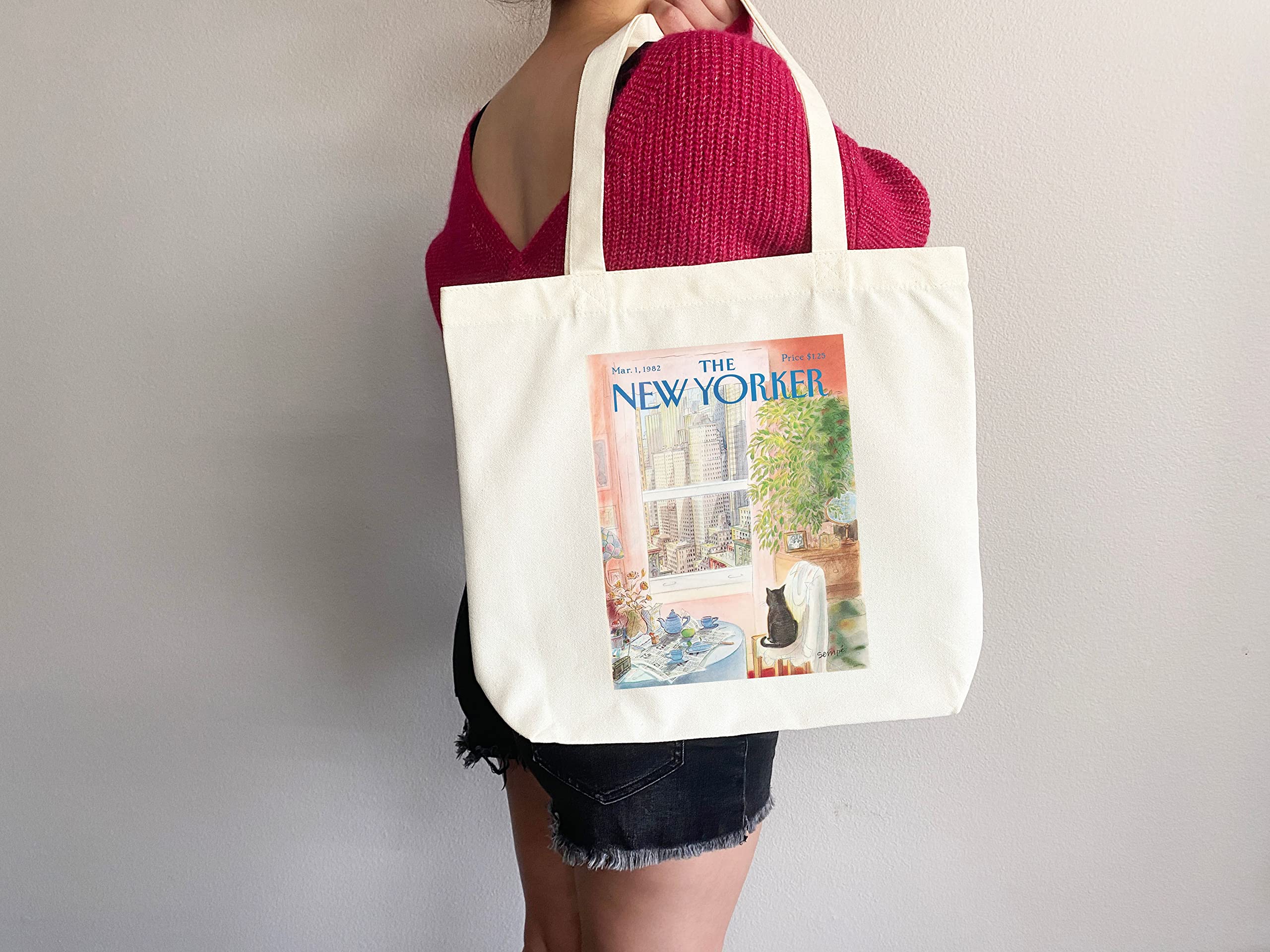 New Yorker Magazine Tote Bag - Stylish Canvas Shopper with Artistic Print for Women, Grocery Shopping, Beach & Everyday Use (Tote Bag Only)