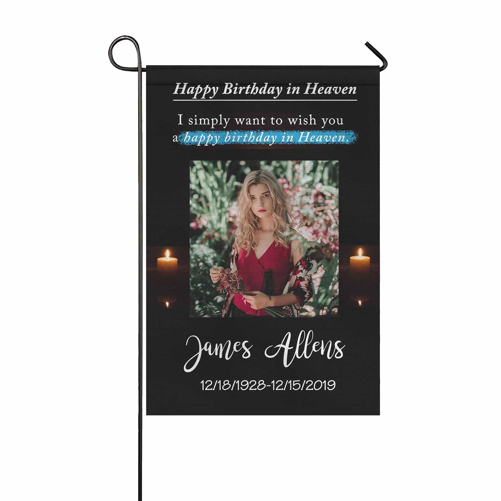 Custom Memorial Garden Flag - Personalized In Loving Memory Yard Banner with Photo, Double Sided 12x18 Inch All-Weather Outdoor Decoration for Graveside, Garden, or Front Yard Tribute