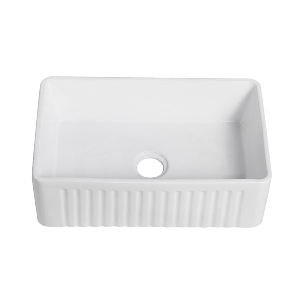 White Ceramic 30-inch Single Bowl Farmhouse Apron Kitchen Sink - Durable & Stylish for Modern Farmhouse, Rustic, and Country Style Kitchens - Perfect for Washing Dishes, Food Prep, and Decorating Your Dream Kitchen