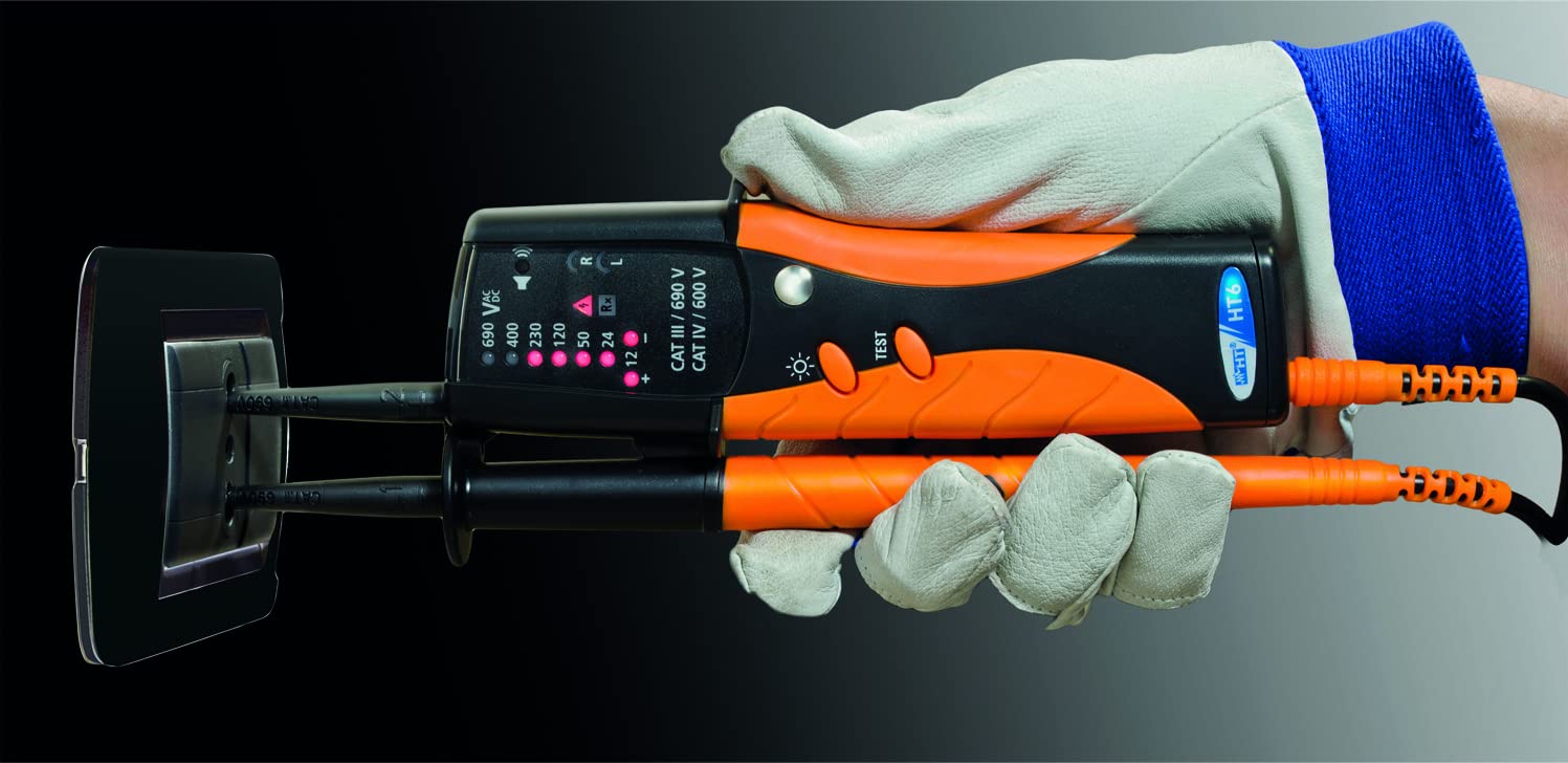HT Instruments HT8 2-Pole Multifunction Electrical Tester with LED/LCD Display - Perfect for Electricians, HVAC Technicians & Home Electrical Safety Testing