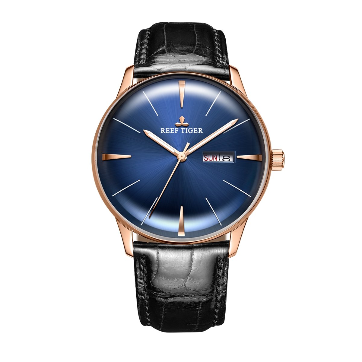 REEF TIGER Luxury Automatic Watch for Men - Blue Dial with Date & Day Display - RGA8238 - Perfect for Business, Casual & Formal Occasions