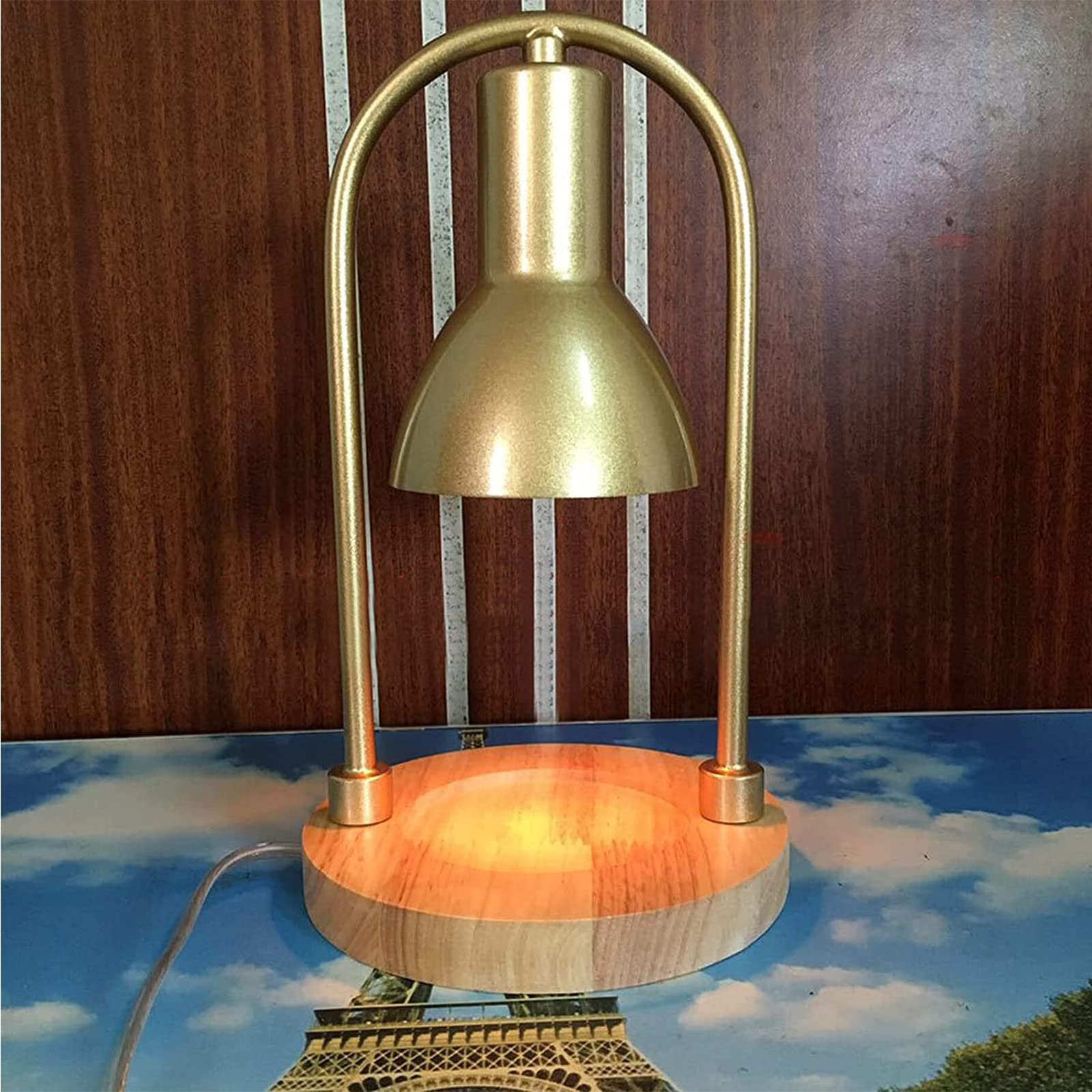 Gold Metal Aromatherapy Wax Warmer Lamp - Adjustable Brightness Electric Candle Heater for Home, Bedroom & Office Decor - Perfect for Relaxation, Spa Nights & Cozy Ambiance
