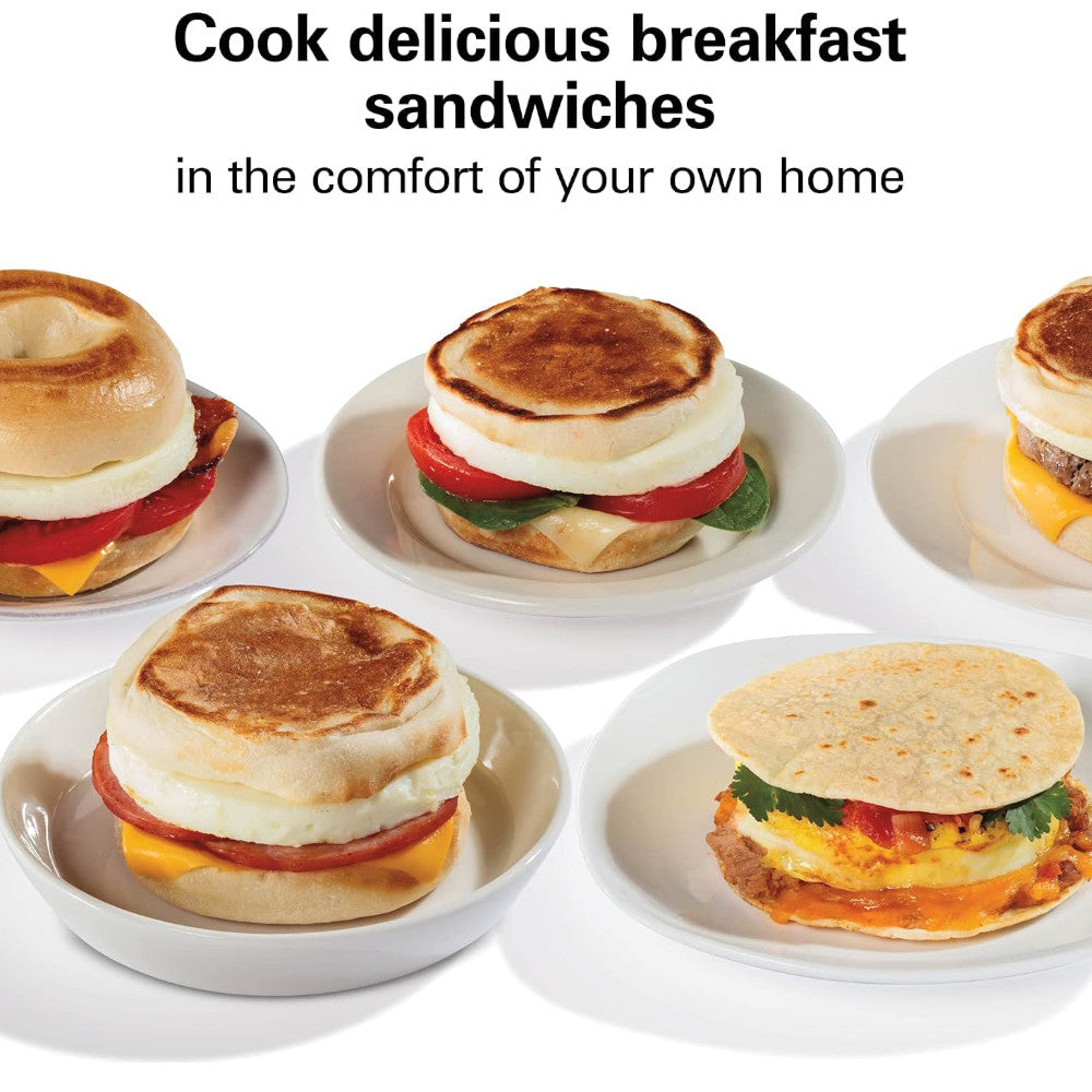Hamilton Beach 25490C Dual Breakfast Sandwich Maker - Certified Refurbished with Home Essentials Warranty | Perfect for Quick Breakfasts, Sandwiches & Paninis at Home