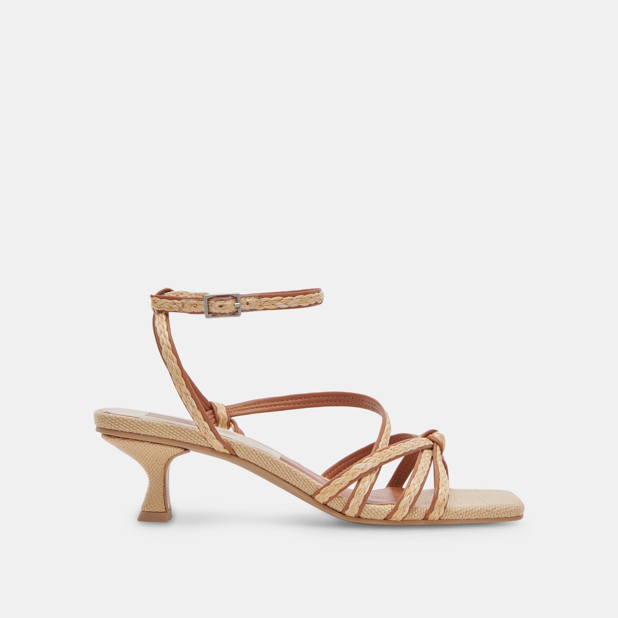 BEV Braided Wide Heel Sandals - Natural Brown Jute Material | Comfortable Summer Beach Shoes for Women | Perfect for Outdoor, Vacation & Casual Wear