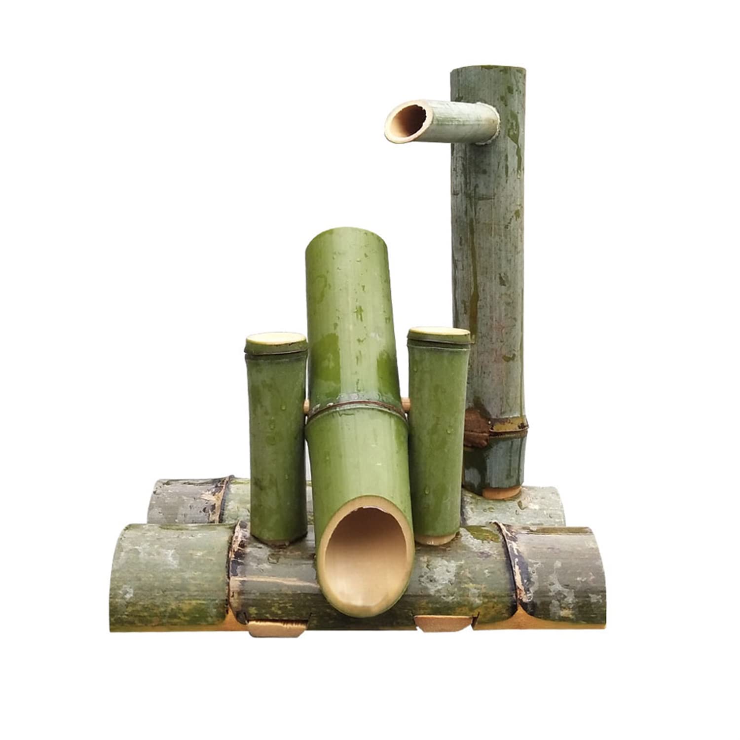 ANYURAN Handmade Bamboo Solar Fountain Pump - Outdoor Japanese Garden Waterfall Decor with Solar Panel - DIY Water Spout for Patio, Yard & Zen Garden Decorations