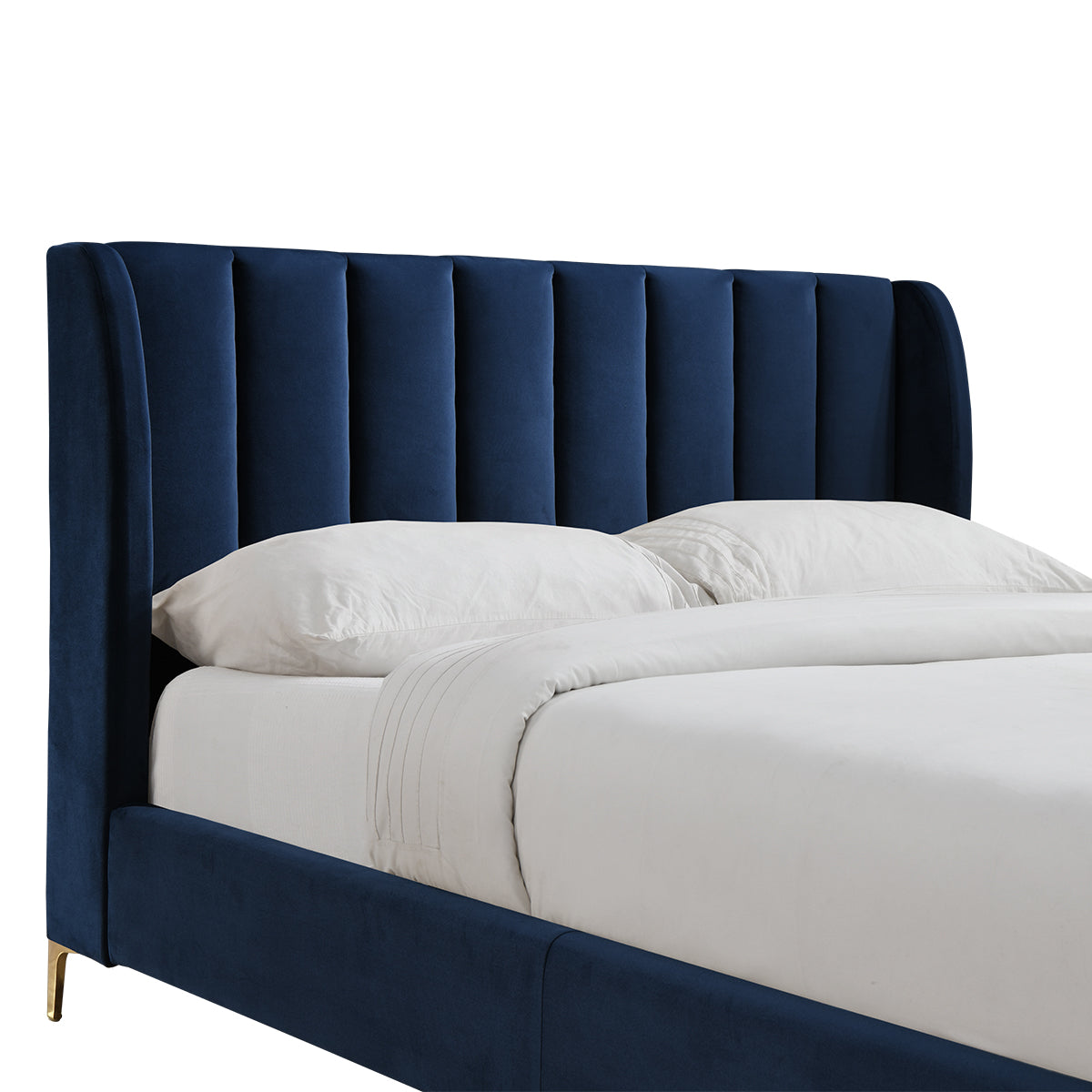 Georgia Velvet Queen Bed - Luxurious Soft Velvet Upholstered Queen Size Bed Frame with Sturdy Wooden Legs | Perfect for Master Bedroom, Guest Room, or Apartment Decor