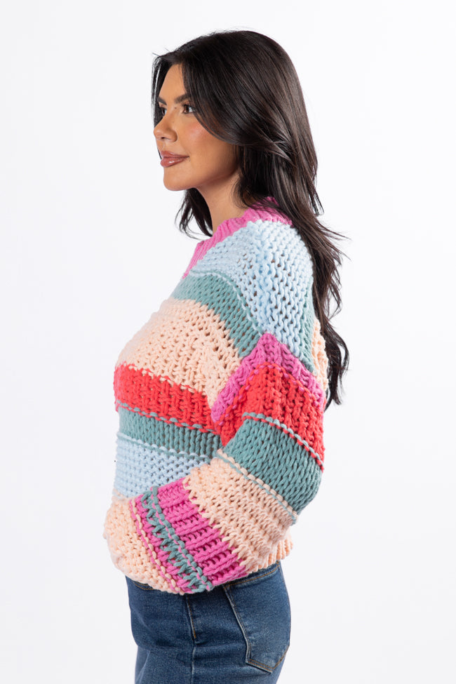 Chunky Striped Sweater for Women - Cozy Peach Knit Pullover with Inline Design | Perfect for Fall & Winter Fashion, Casual Outfits, and Layering