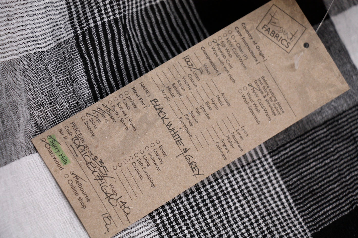 Black White & Grey Crinkle Linen Fabric - Premium Wrinkled Linen Material for Home Decor, DIY Crafts & Fashion Projects | Perfect for Curtains, Table Runners & Clothing