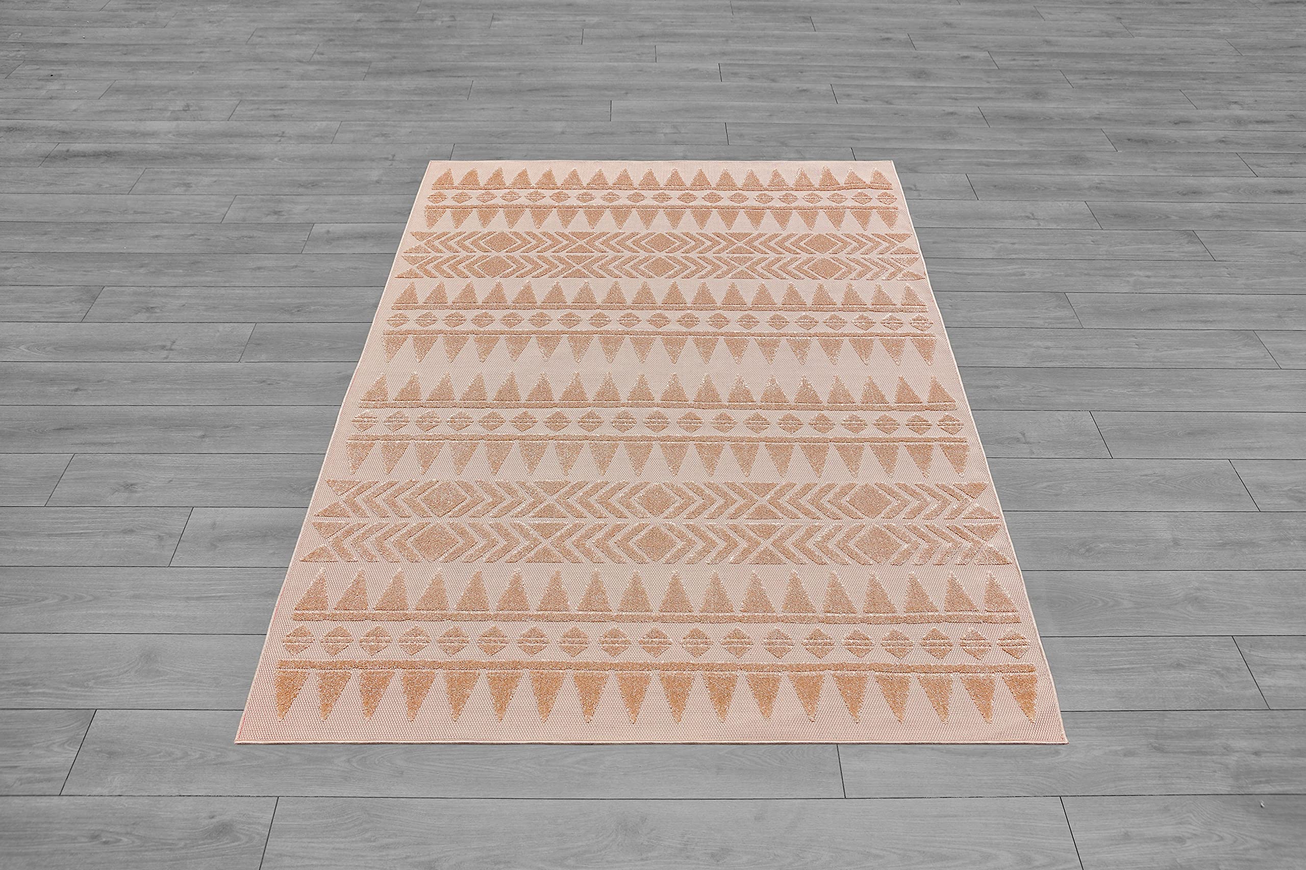 Ladole Rugs Santorini Beige Geometric Area Rug - Soft Non-Slip Living Room Carpet for Bedroom, Office & Home Decor