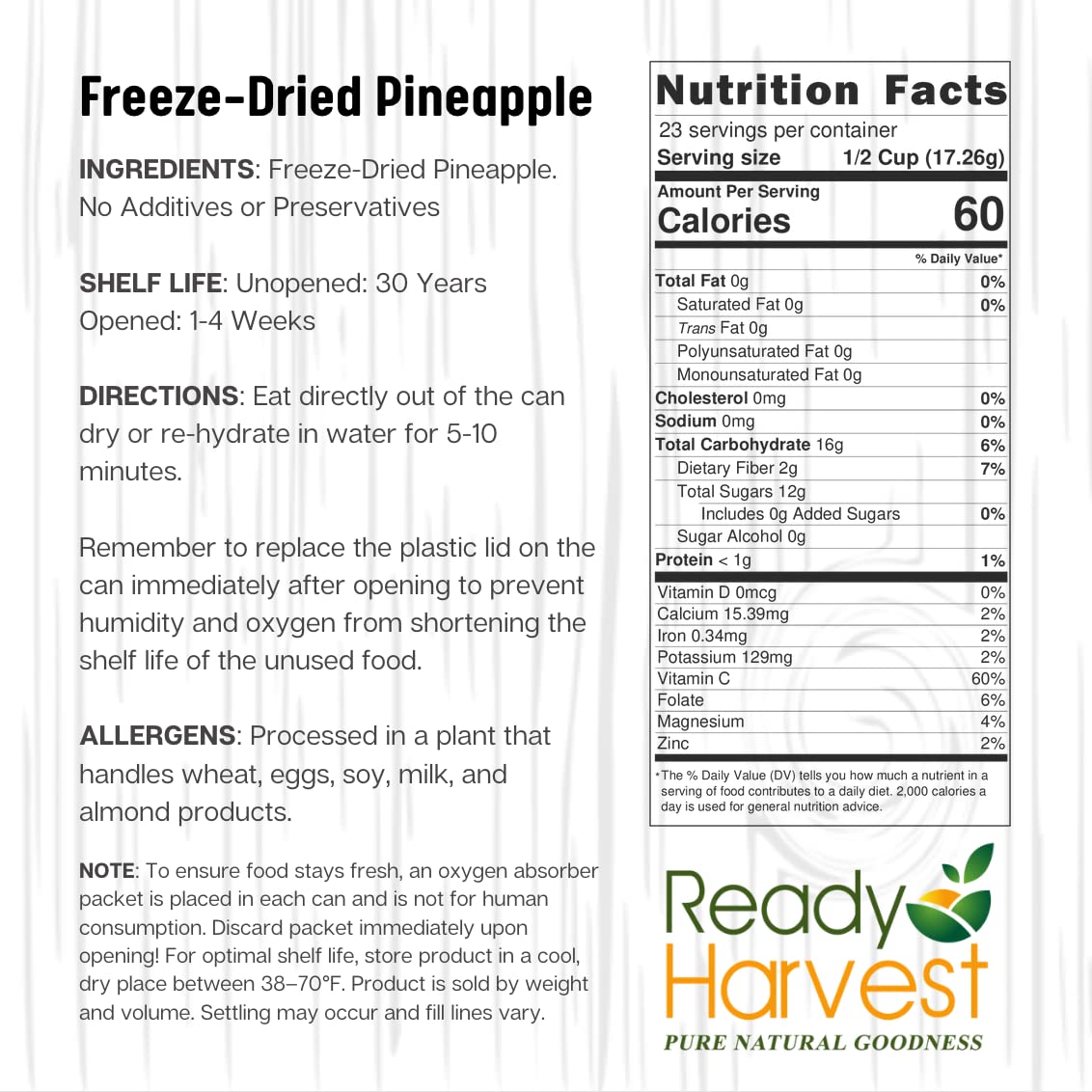 Freeze Dried Pineapple Slices - Emergency Food Storage, Camping & Survival Supplies | Long Shelf Life 30 Years | #10 Can Sealed Fresh | 6-Pack for Outdoor Adventures, Prepping & Healthy Snacking