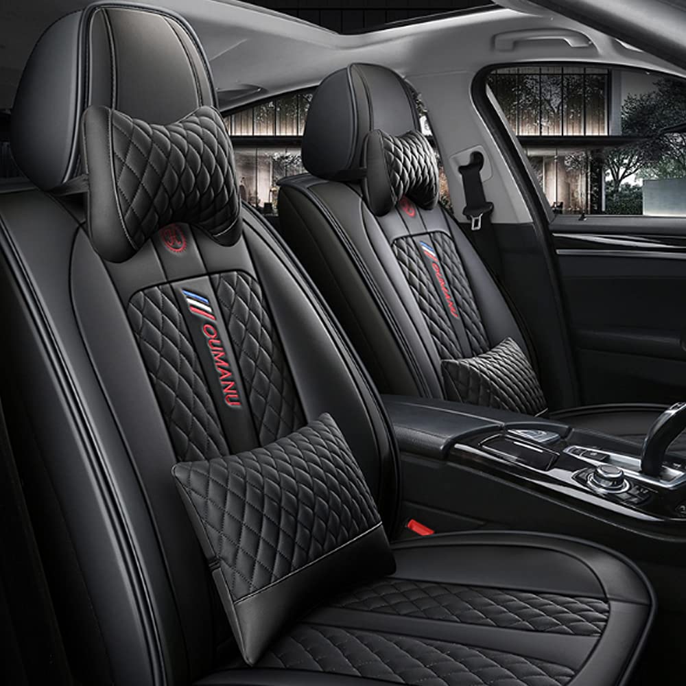 Premium Leather Car Seat Covers for Mazda 3 (2004-2021) - 5-Seat Full Set with Headrest & Lumbar Support - All-Weather Protection - Luxury Black Interior Upgrade - Perfect for Commuting, Road Trips & Family Travel