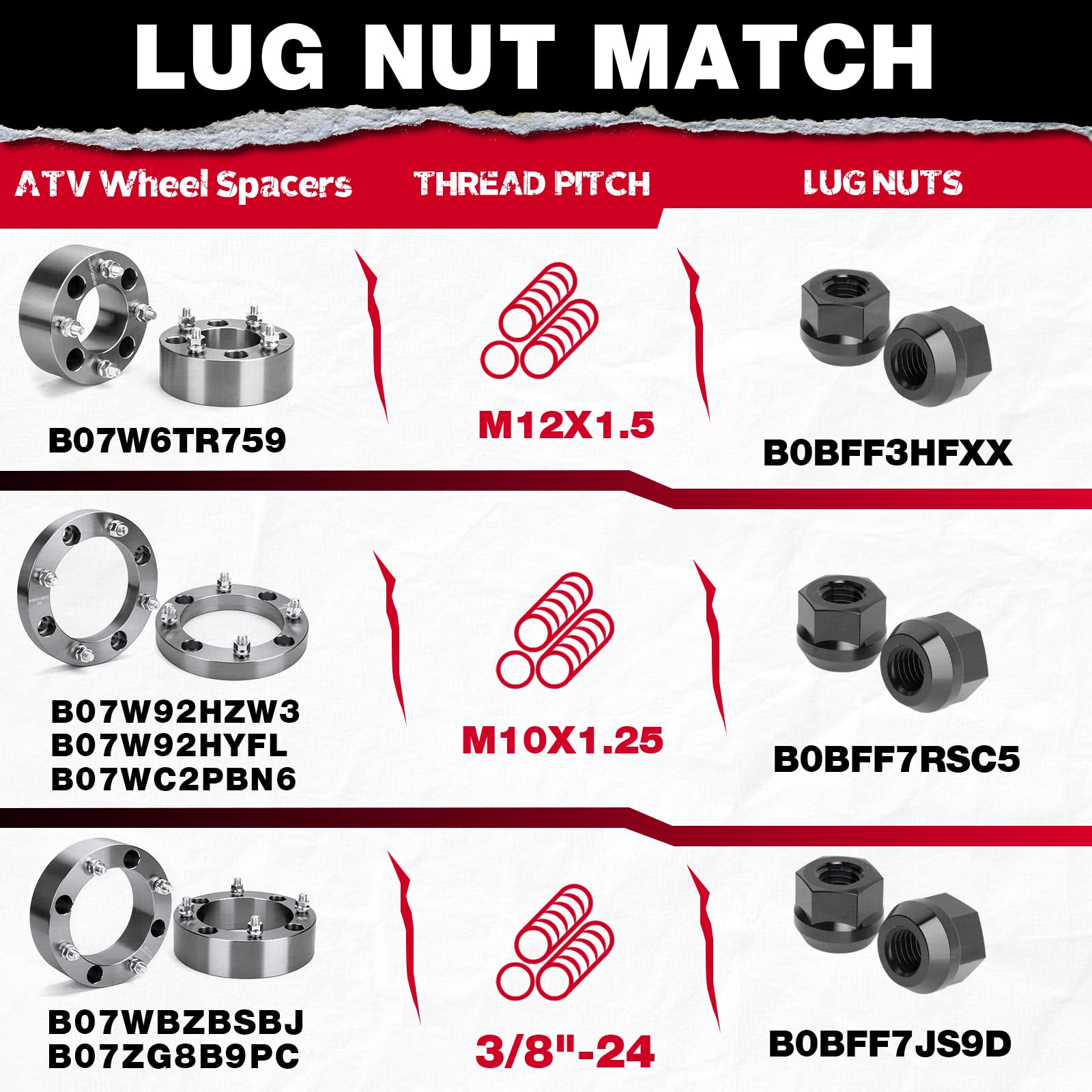 4x156mm ATV Wheel Spacers for Polaris Ranger RZR Sportsman Xplorer 400-800 & Kawasaki 300B Lakota KSF250 KXT250 - 2