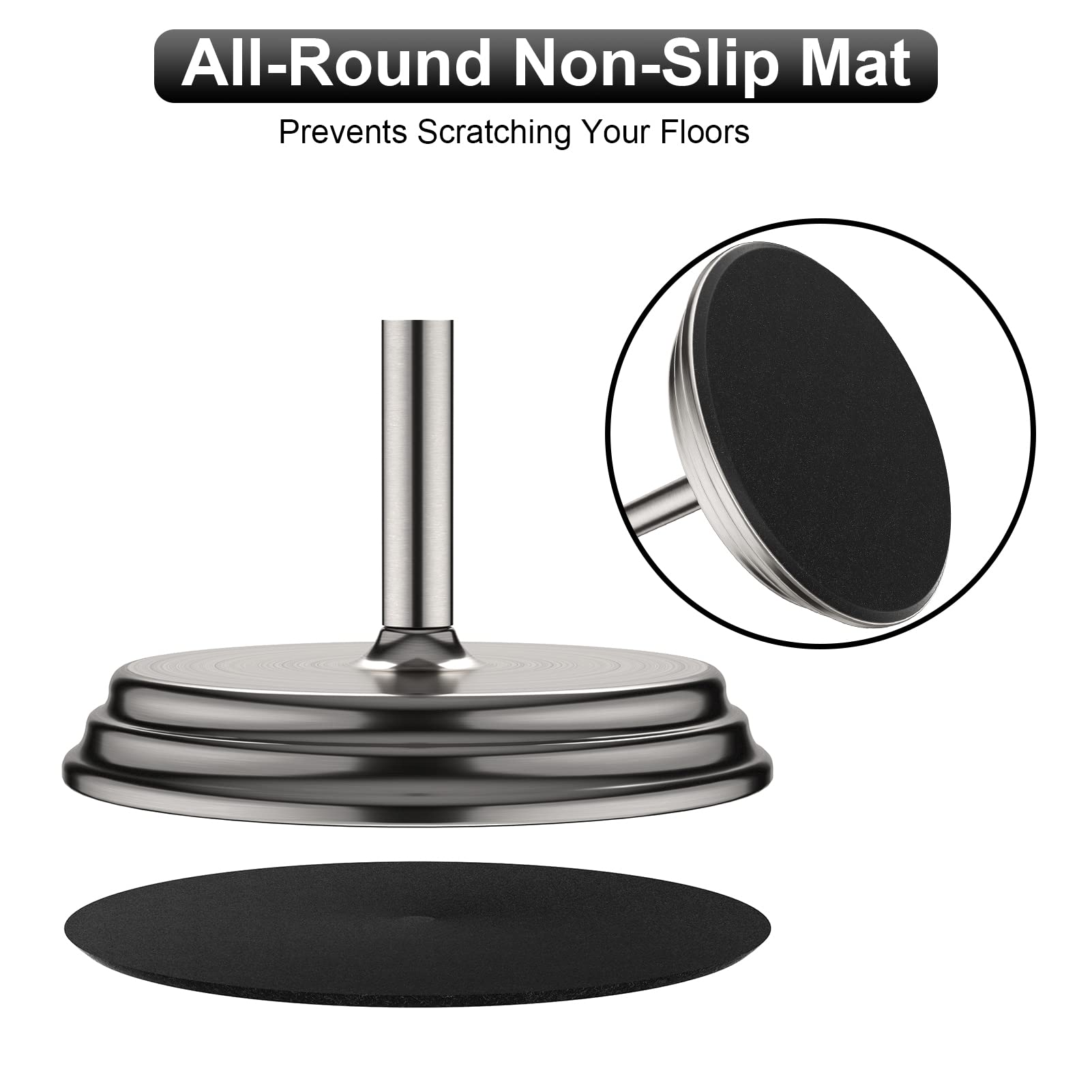 KASUNTO Rustproof Free Standing Toilet Paper Holder - Brushed Nickel Bathroom Tissue Roll Stand for Modern Bathrooms | Durable Metal Storage for Toilet Paper Rolls | Perfect for Home, Office & Guest Bathroom Accessories