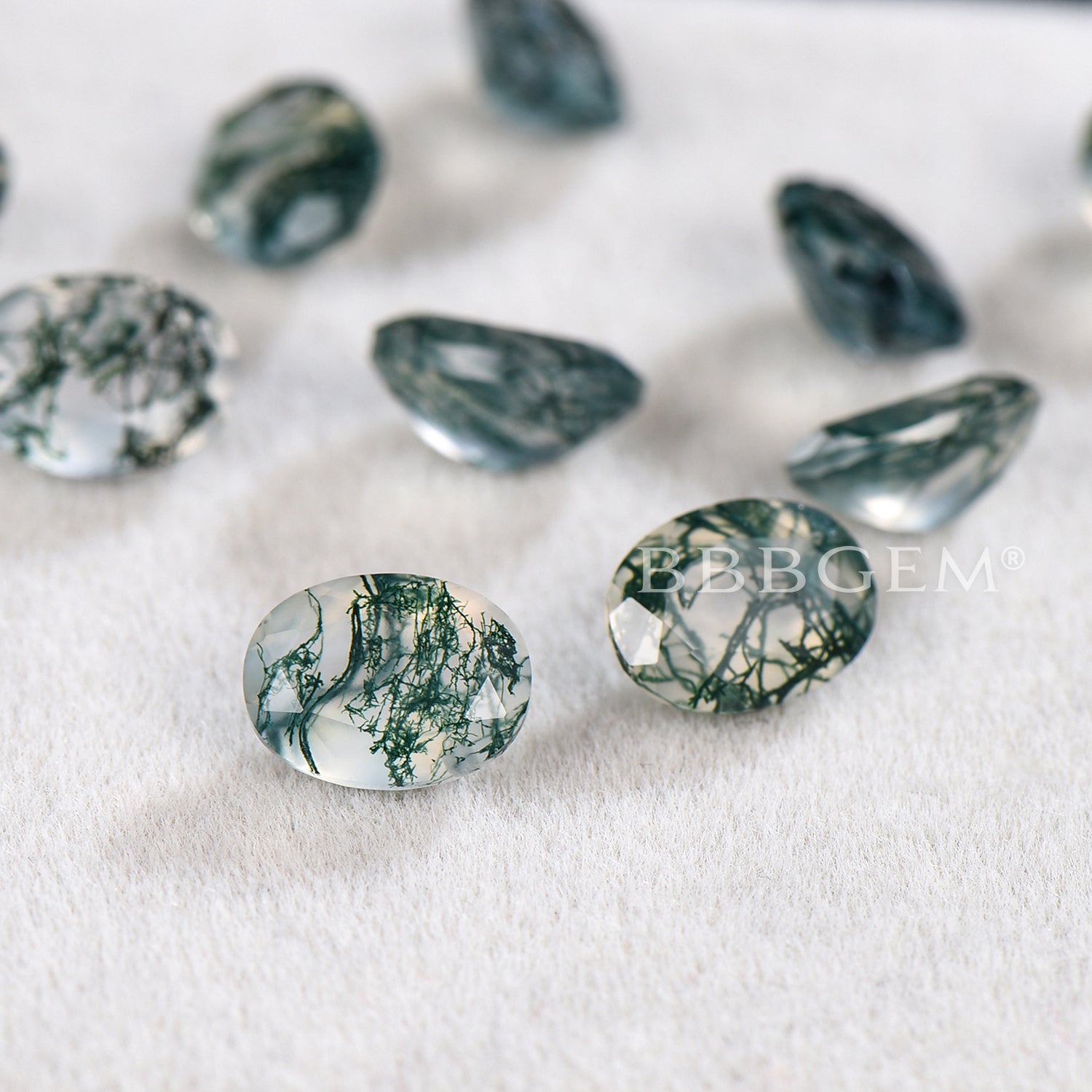 Oval Cut Natural Moss Agate Faceted Gemstones - Wholesale Bulk Lot for Jewelry Making, Wire Wrapping & DIY Crafts - Perfect for Rings, Necklaces & Earrings