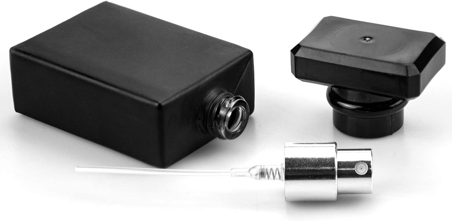 Hunky Dory 100ml Empty Black Glass Perfume Bottle with Metal Pump - Refillable Spray Bottle for DIY Perfume, Essential Oils, Rose Water - Travel Size, Gift Packaging, Home & Salon Use