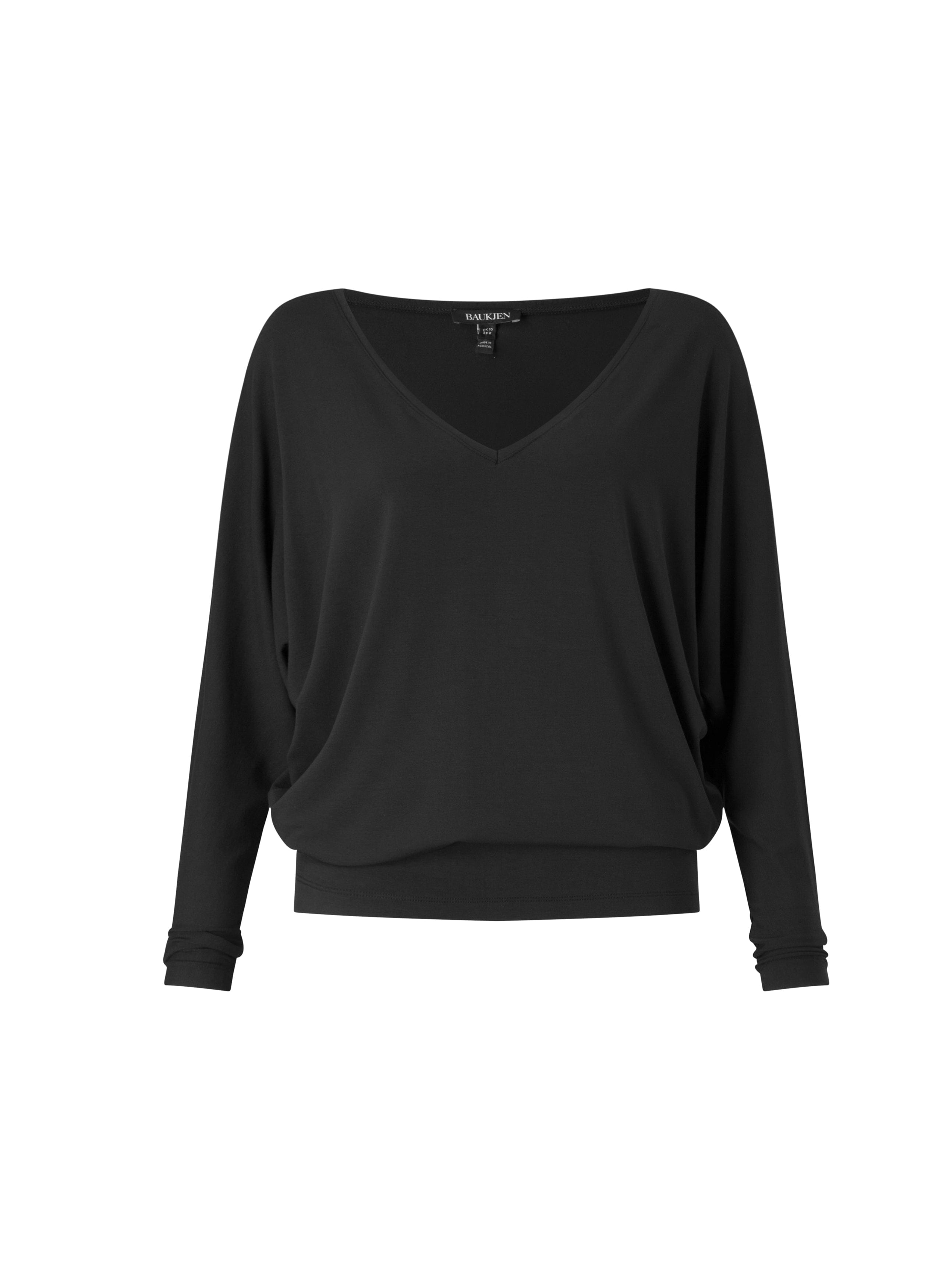 Ella LENZING™ ECOVERO™ Relaxed V Neck Women's T-Shirt - Caviar Black | Soft Sustainable Fabric for Casual Wear & Everyday Outfits