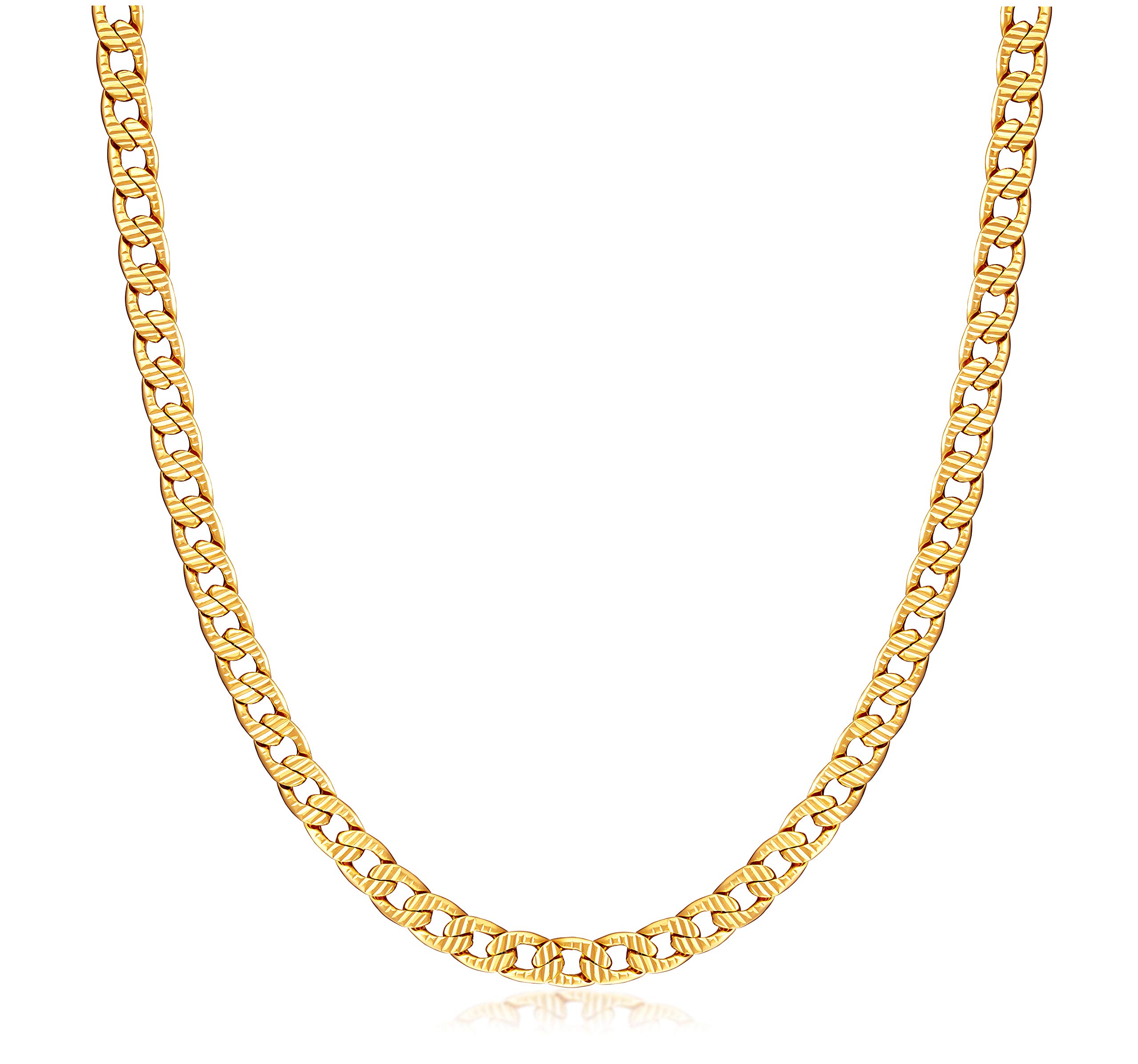 18K Gold Plated Diamond Cut Cuban Link Chain Necklace for Women, Men & Teens - 5MM Barzel Curb Chain Jewelry | Perfect for Gifts, Parties & Everyday Wear | Made in Brazil