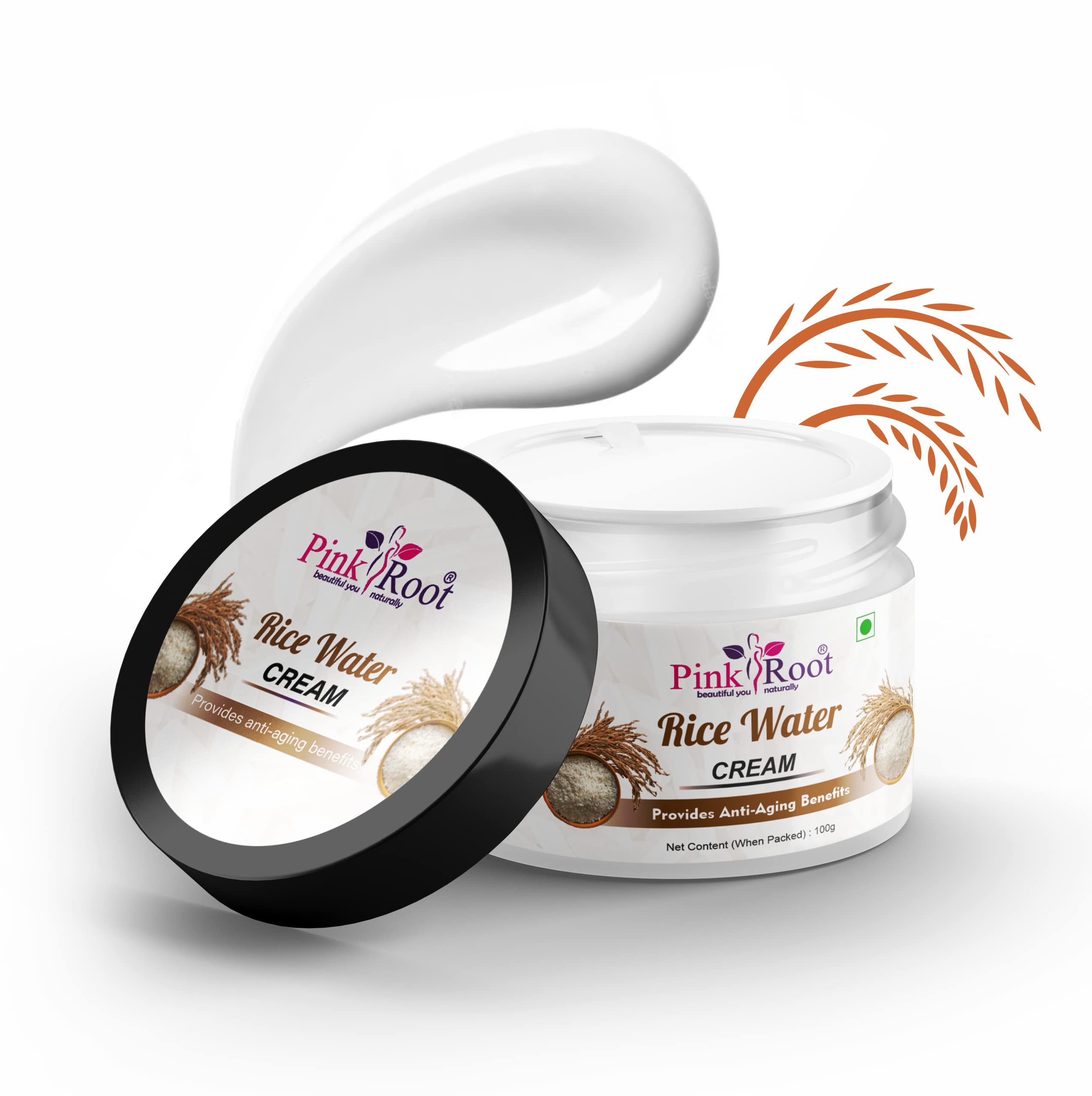 Pink Root Rice Water Face & Body Cream 100g - Anti-Aging Rice Water Extract Moisturizer for All Skin Types | Hydrating & Brightening Skincare for Day & Night Use