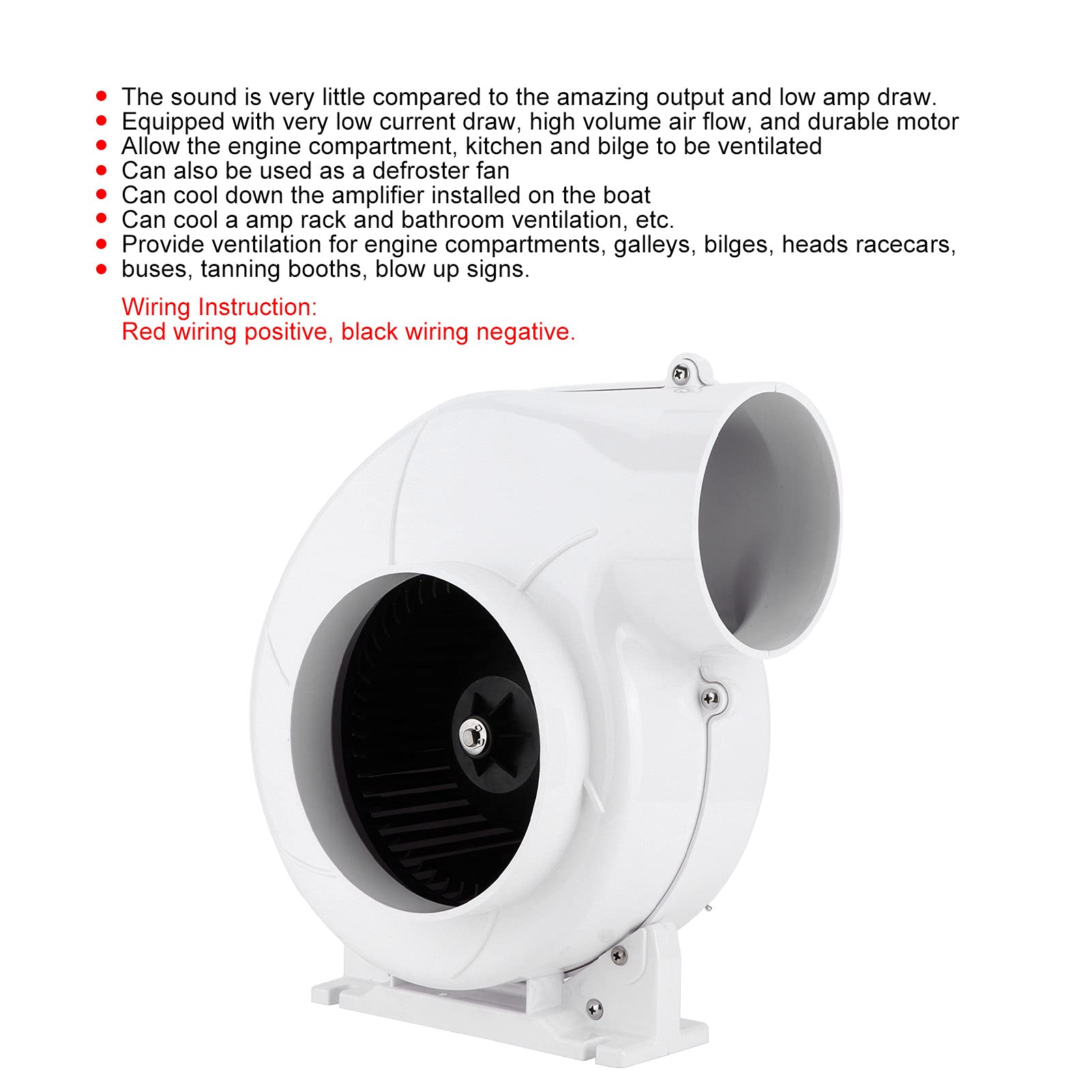 24V Zunate Marine Bilge Air Blower - High Volume Ventilation Fan for Engine Compartments, Galleys & Kitchens | Durable Boat & RV Air Circulation System