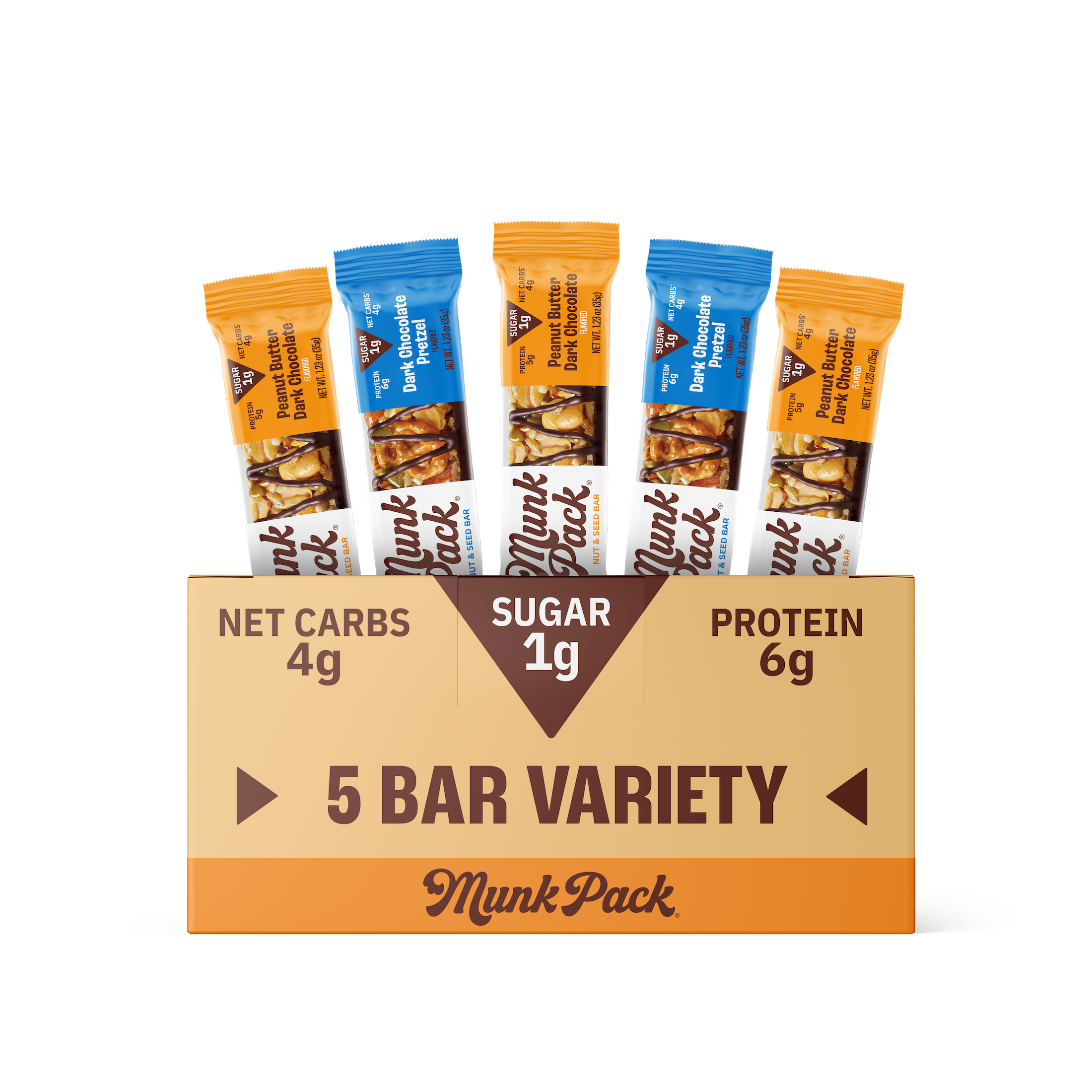 Crunchy Nut & Seed Bar Pretzel Variety Pack - 5 Count | Healthy Snack for Hiking, Office & On-the-Go Energy Boost