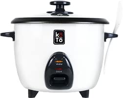KOTO Electric Rice Cooker with Tempered Glass Lid - 5 Cup Capacity (2 Size Options) - Perfect for Small Kitchens, Dorms & Meal Prep