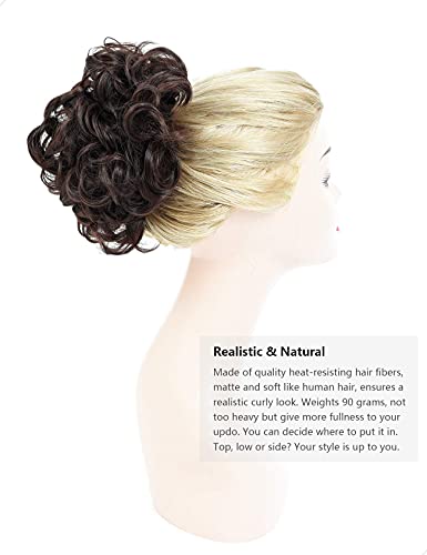 Classic Curly Chignon Hairpiece Bun - Elegant Synthetic Hair Bun for Women | Perfect for Weddings, Prom, Cosplay & Everyday Hairstyles