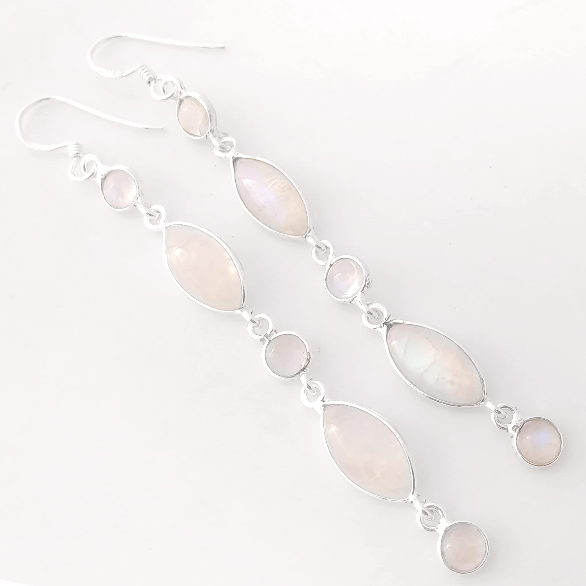 Moonstone Dangle Earrings for Women - 925 Sterling Silver Drop Earrings, June Birthstone Jewelry, Hypoallergenic Long Trendy Earrings - Perfect for Halloween Gifts & Everyday Elegance