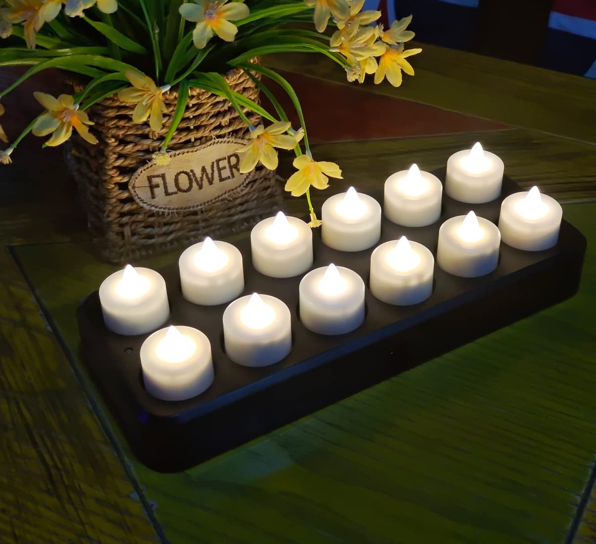 Rechargeable LED Flameless Tealight Candles - Set of 12, Bright White with Timer & Remote Control - Perfect for Weddings, Home Decor, and Romantic Ambiance