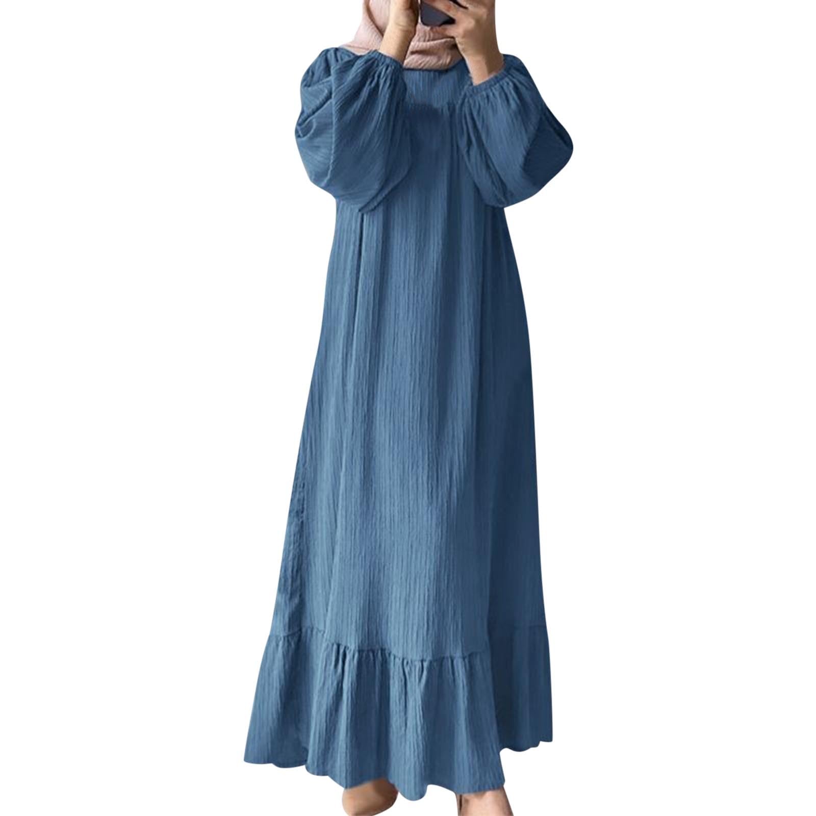 Vintage Floral Printed Abaya Dress for Women - Long Muslim Kaftan with Hijab - Perfect for Prayer, Eid, and Special Occasions
