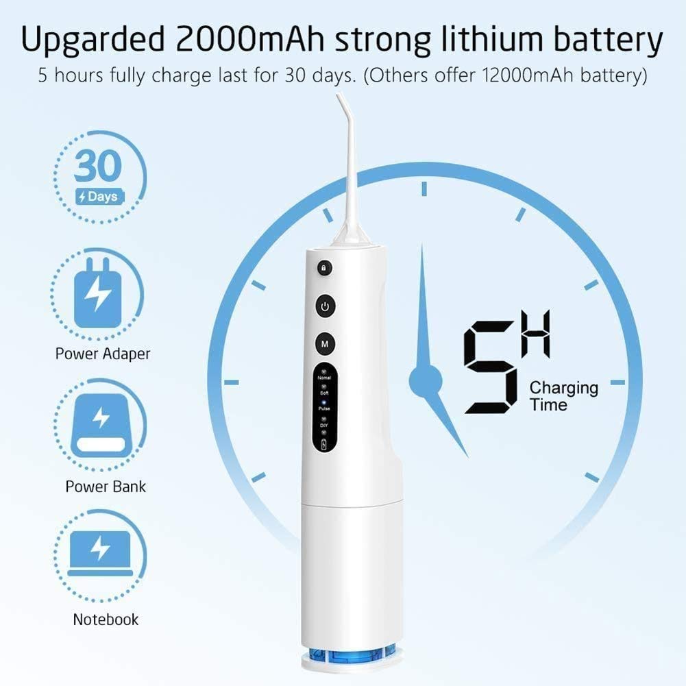 **Cordless Water Flosser for Teeth Cleaning – IPX7 Waterproof Dental Oral Irrigator with 4 Modes & Detachable Tank – Portable Teeth Cleaner for Home & Travel (White) – Perfect for Braces, Gums, and Daily Oral Care**